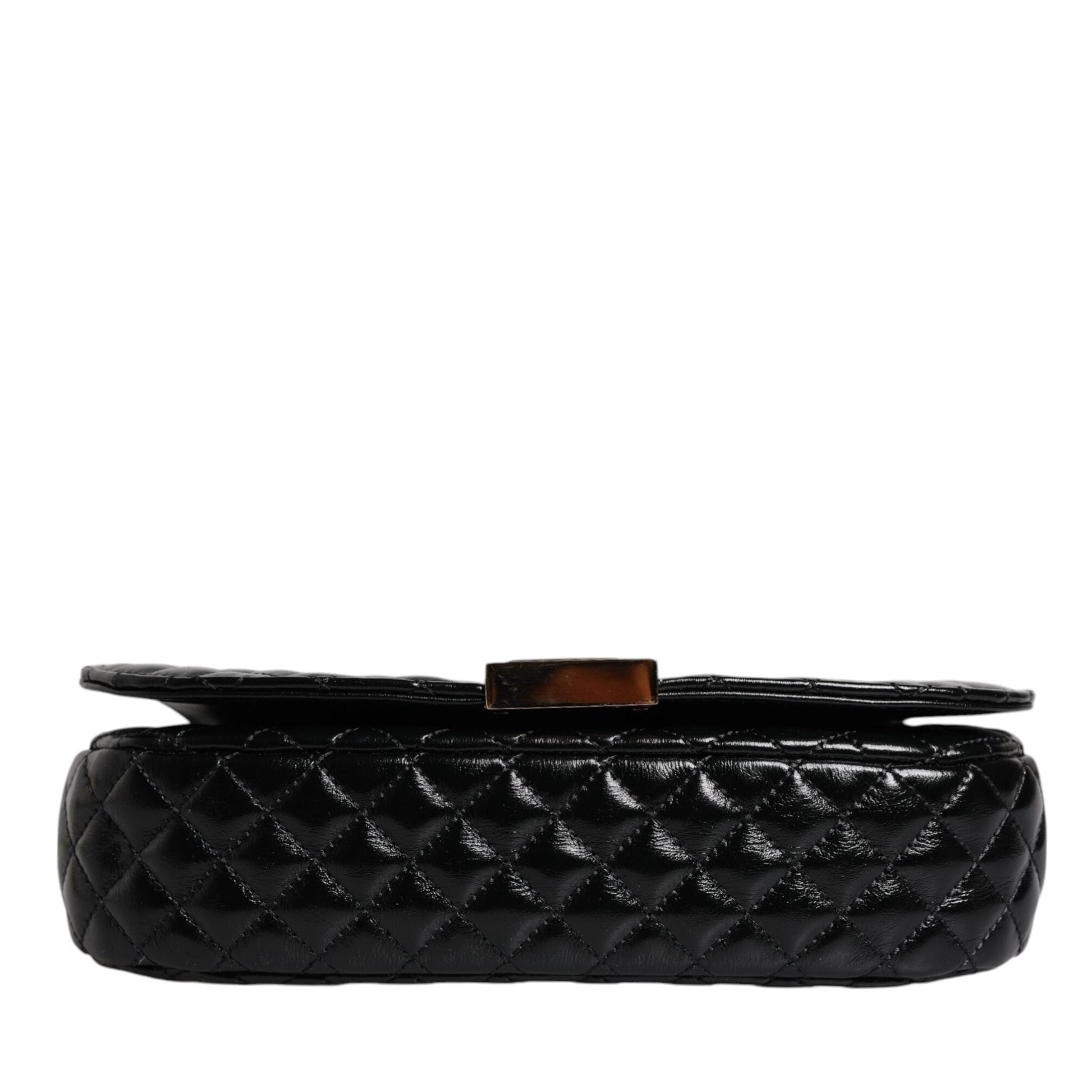 Versace Black Calf Leather Quilted Shoulder Strap Bag Versace
