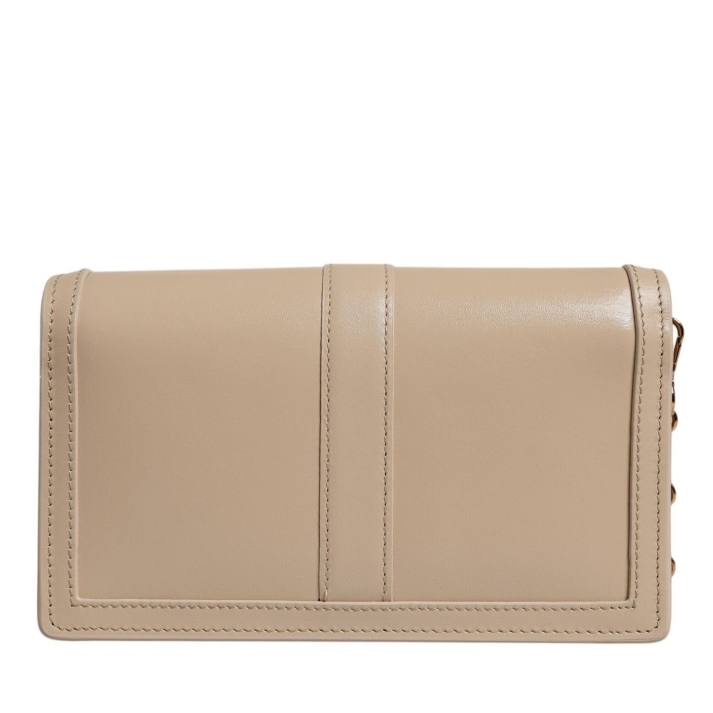 Versace Beige Gold Chain Calf Leather Wallet Crossbody Bag Versace
