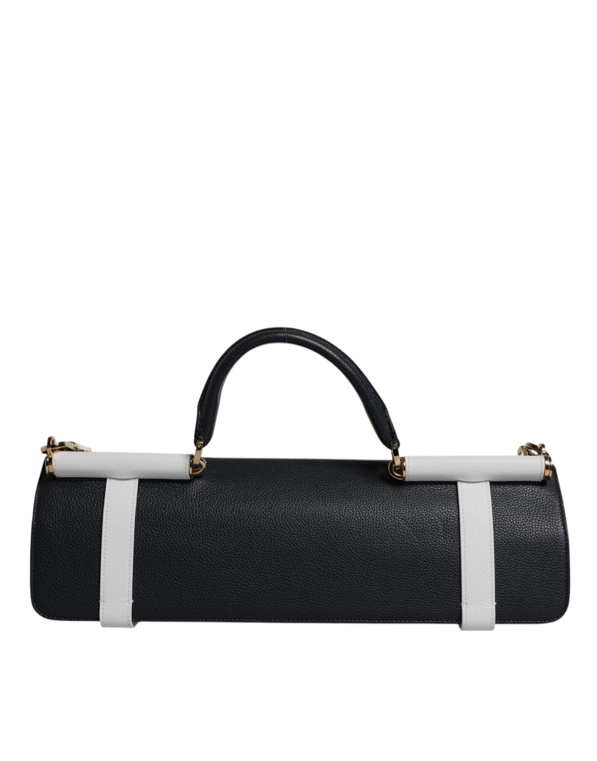 Dolce & Gabbana Blue White Calfskin Leather Crossbody Shoulder Bag Dolce & Gabbana