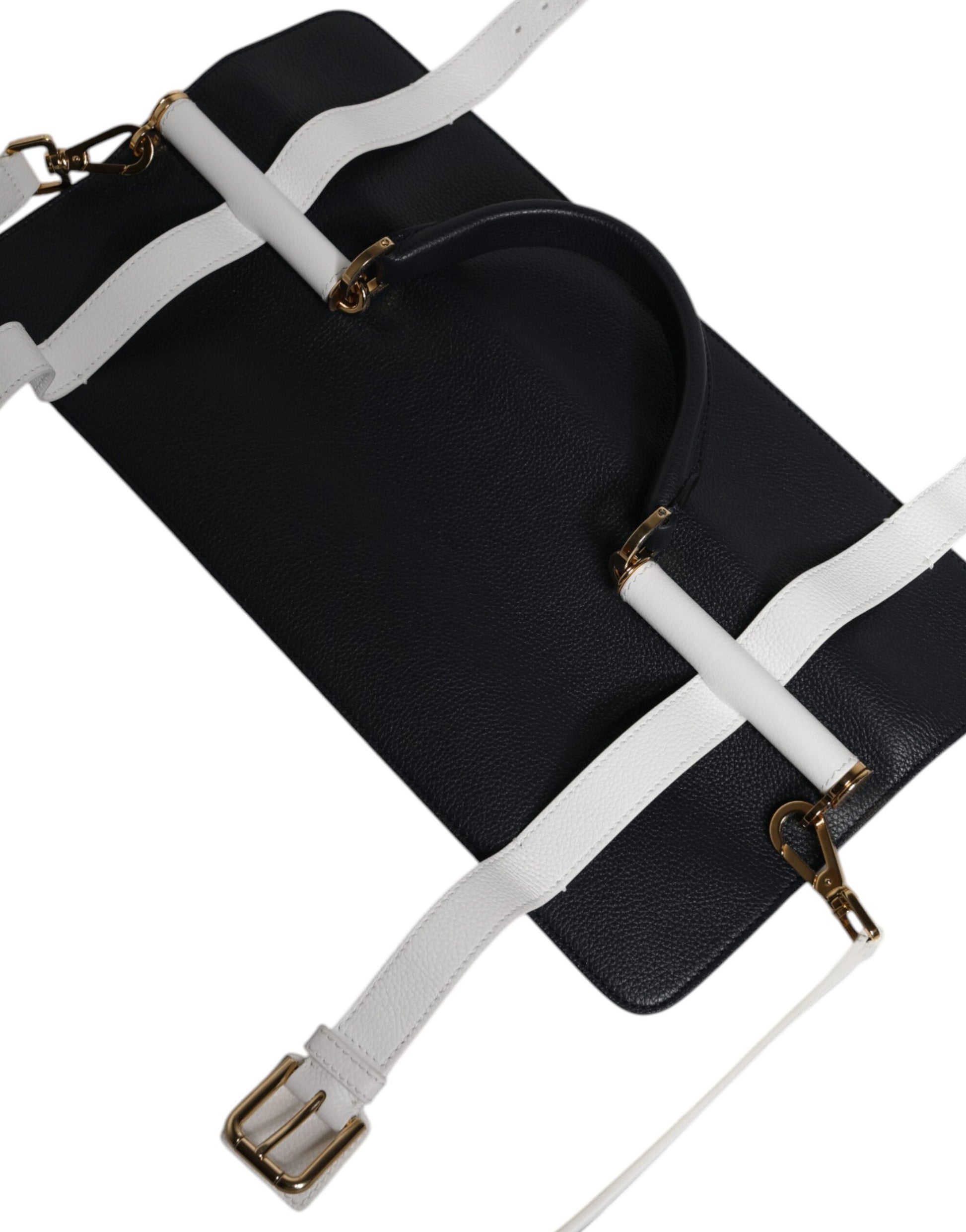 Dolce & Gabbana Blue White Calfskin Leather Crossbody Shoulder Bag Dolce & Gabbana