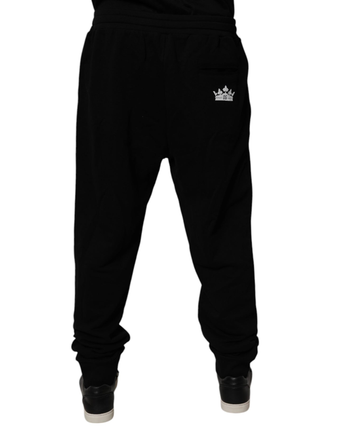 Dolce & Gabbana Black Cotton Crown Logo Jogger Pants Dolce & Gabbana