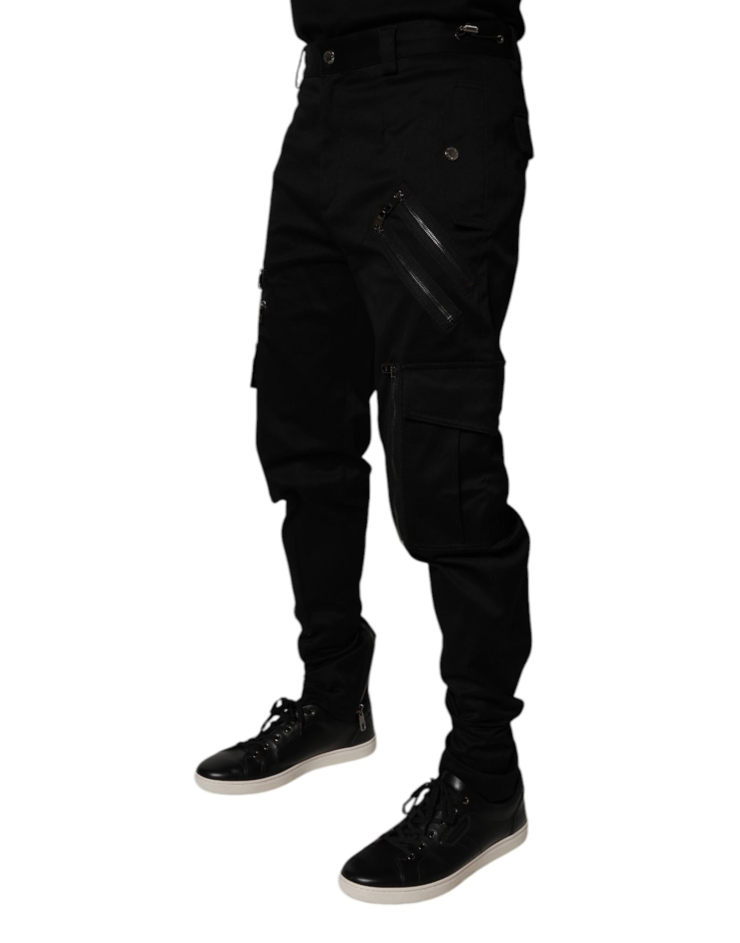 Dolce & Gabbana Black Cotton Cargo Tapered Pants Dolce & Gabbana