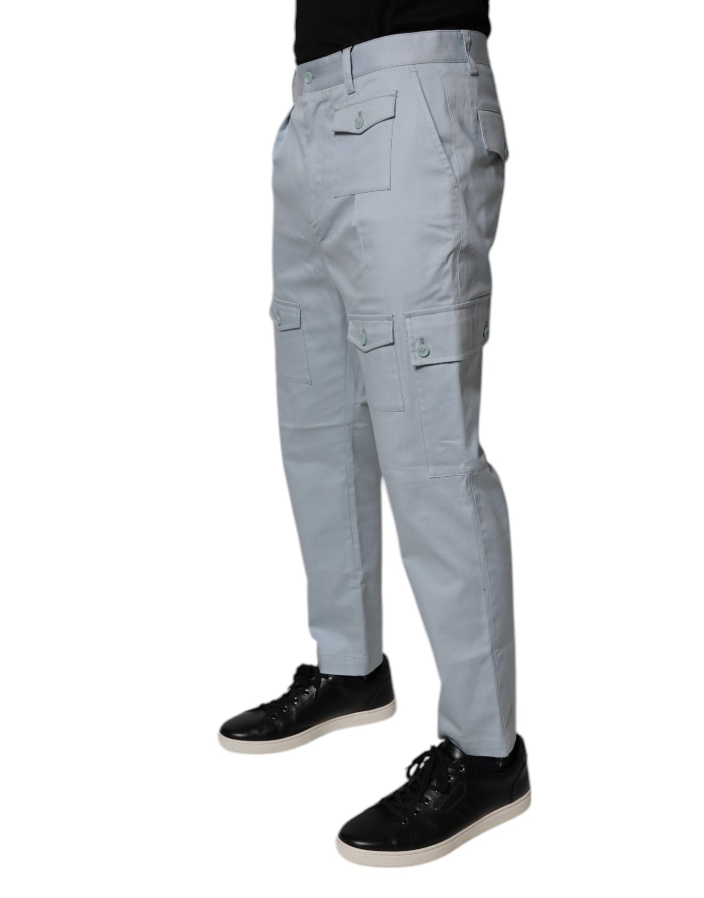 Dolce & Gabbana Light Blue Cotton Cargo Tapered Pants Dolce & Gabbana