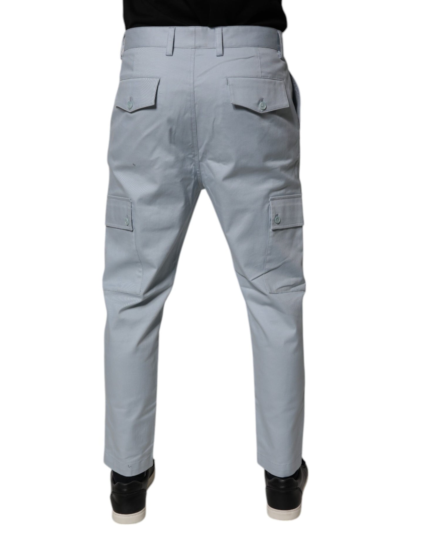 Dolce & Gabbana Light Blue Cotton Cargo Tapered Pants Dolce & Gabbana