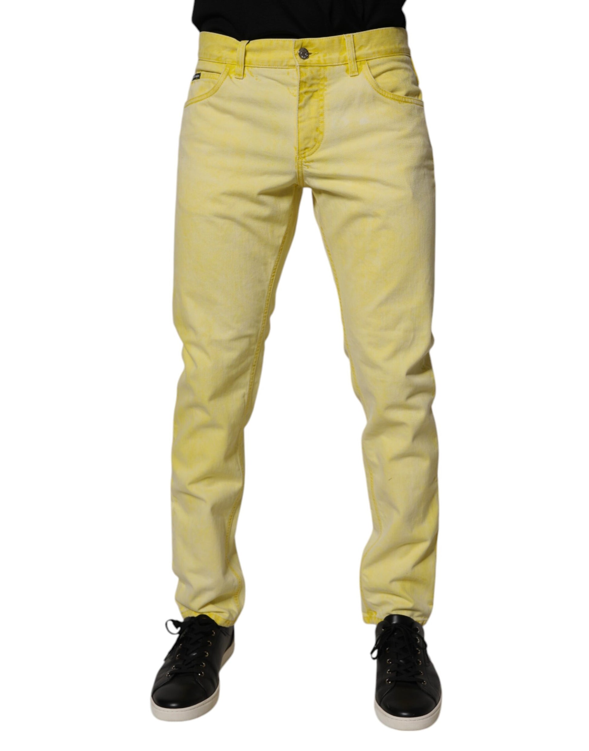 Dolce & Gabbana Yellow Cotton Stretch Skinny Men Denim Jeans Dolce & Gabbana