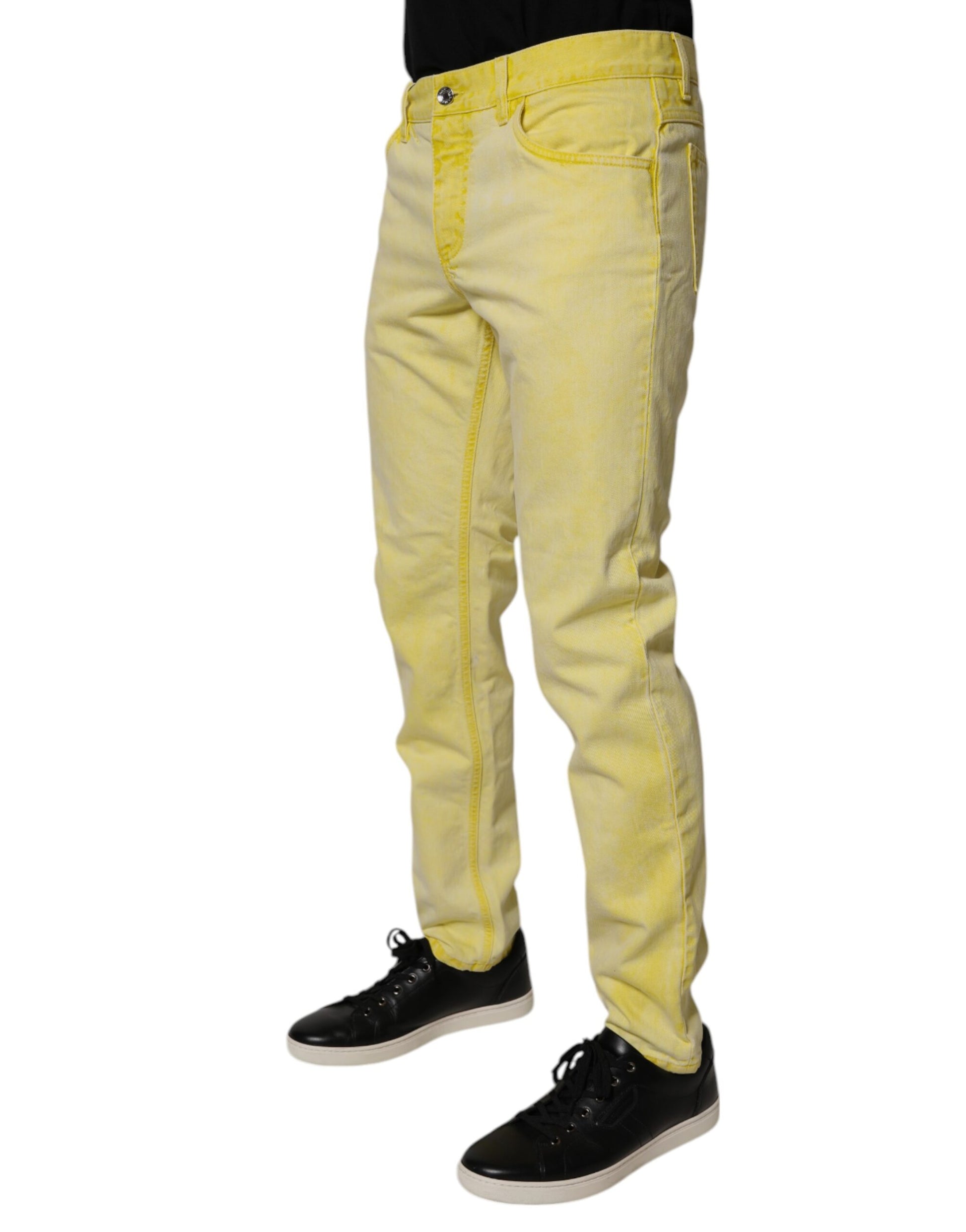 Dolce & Gabbana Yellow Cotton Stretch Skinny Men Denim Jeans Dolce & Gabbana