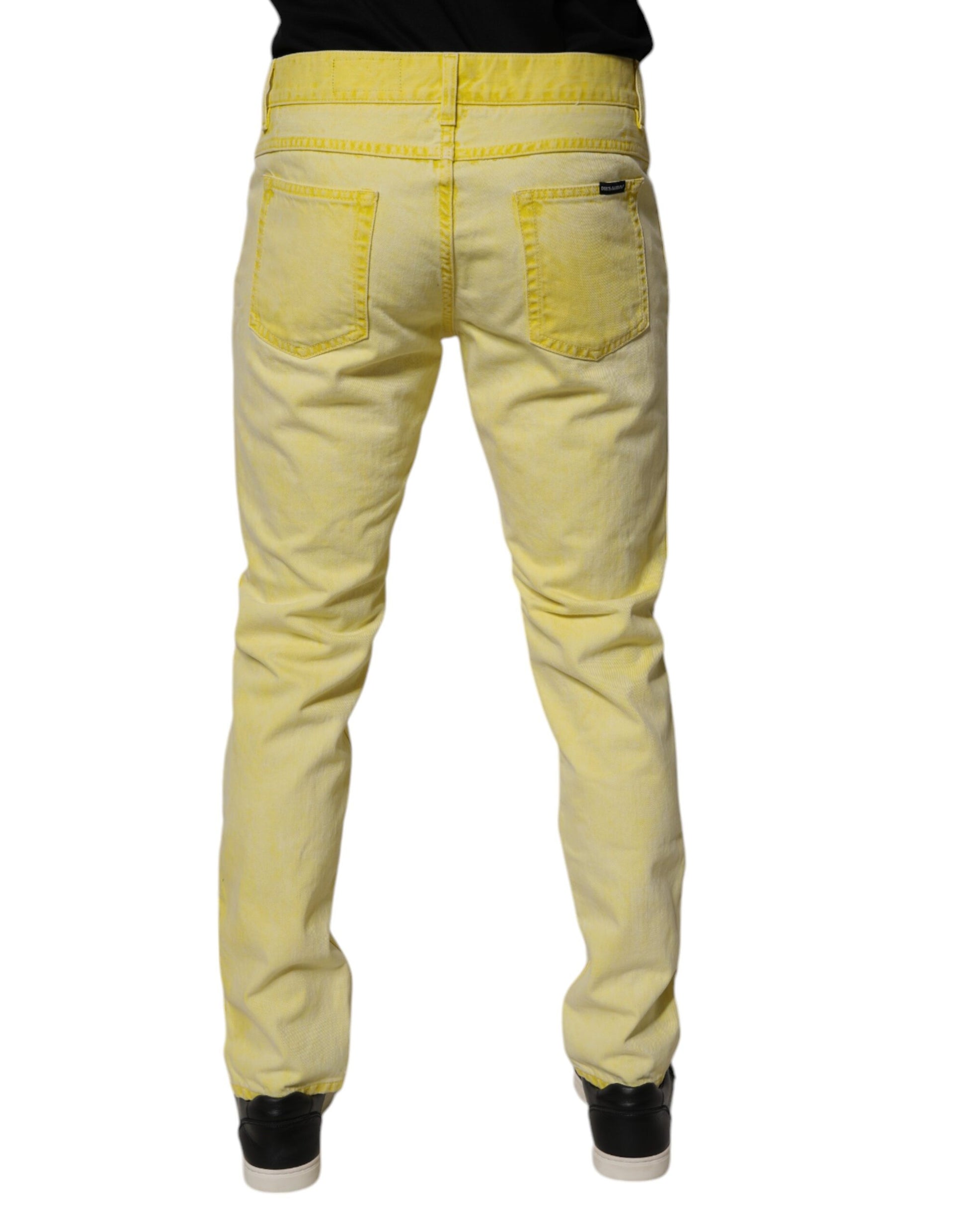 Dolce & Gabbana Yellow Cotton Stretch Skinny Men Denim Jeans Dolce & Gabbana