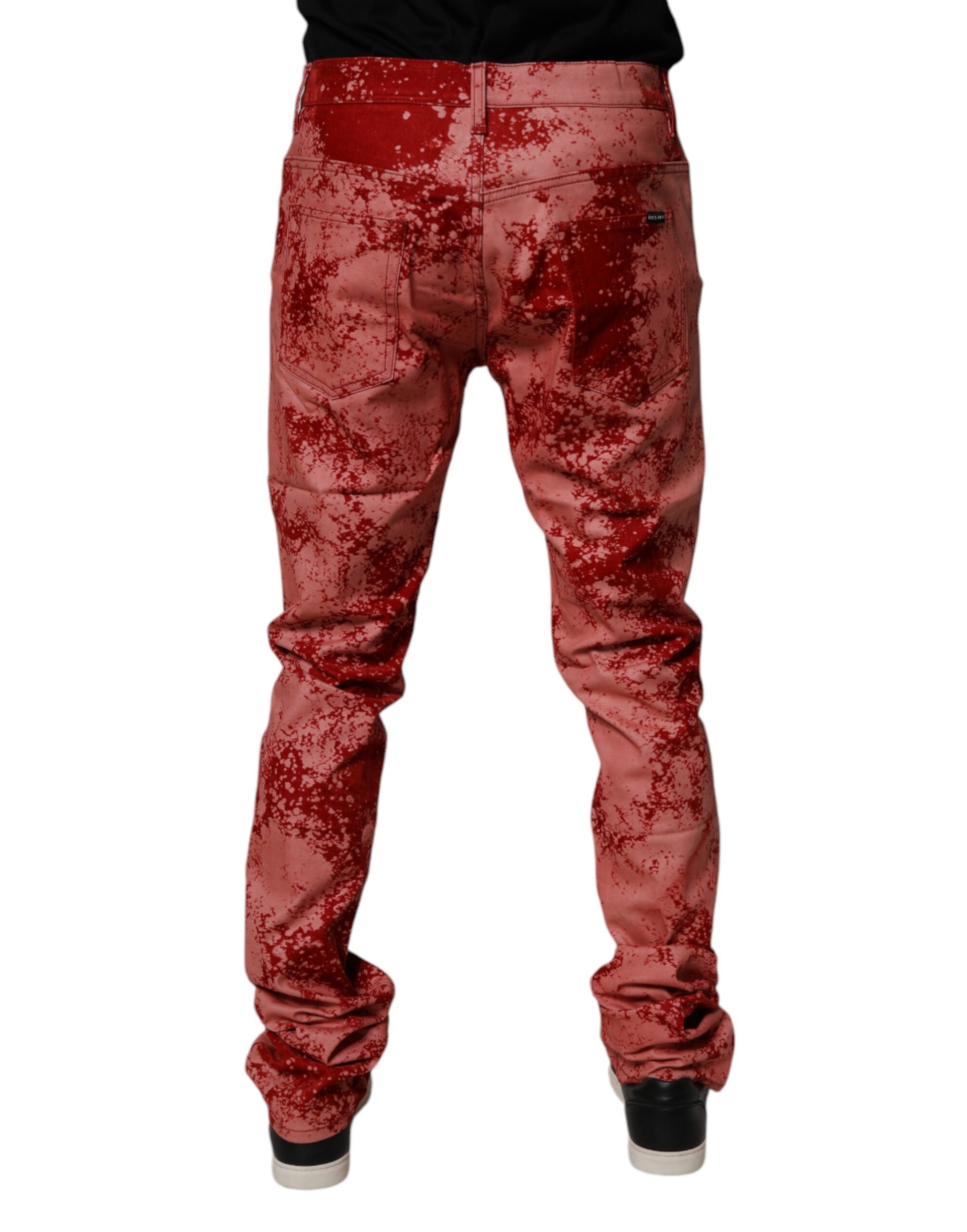 Dolce & Gabbana Red Tie Dye Cotton Skinny Men Denim Jeans Dolce & Gabbana