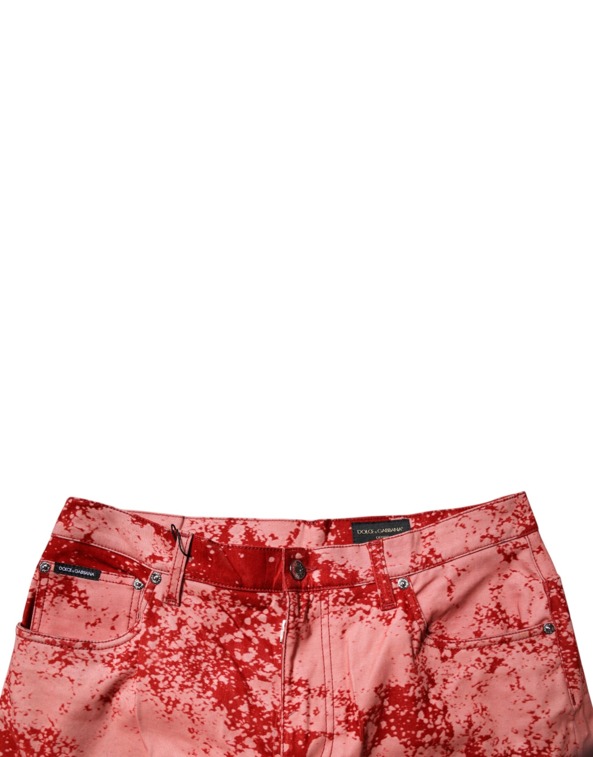 Dolce & Gabbana Red Tie Dye Cotton Skinny Men Denim Jeans Dolce & Gabbana