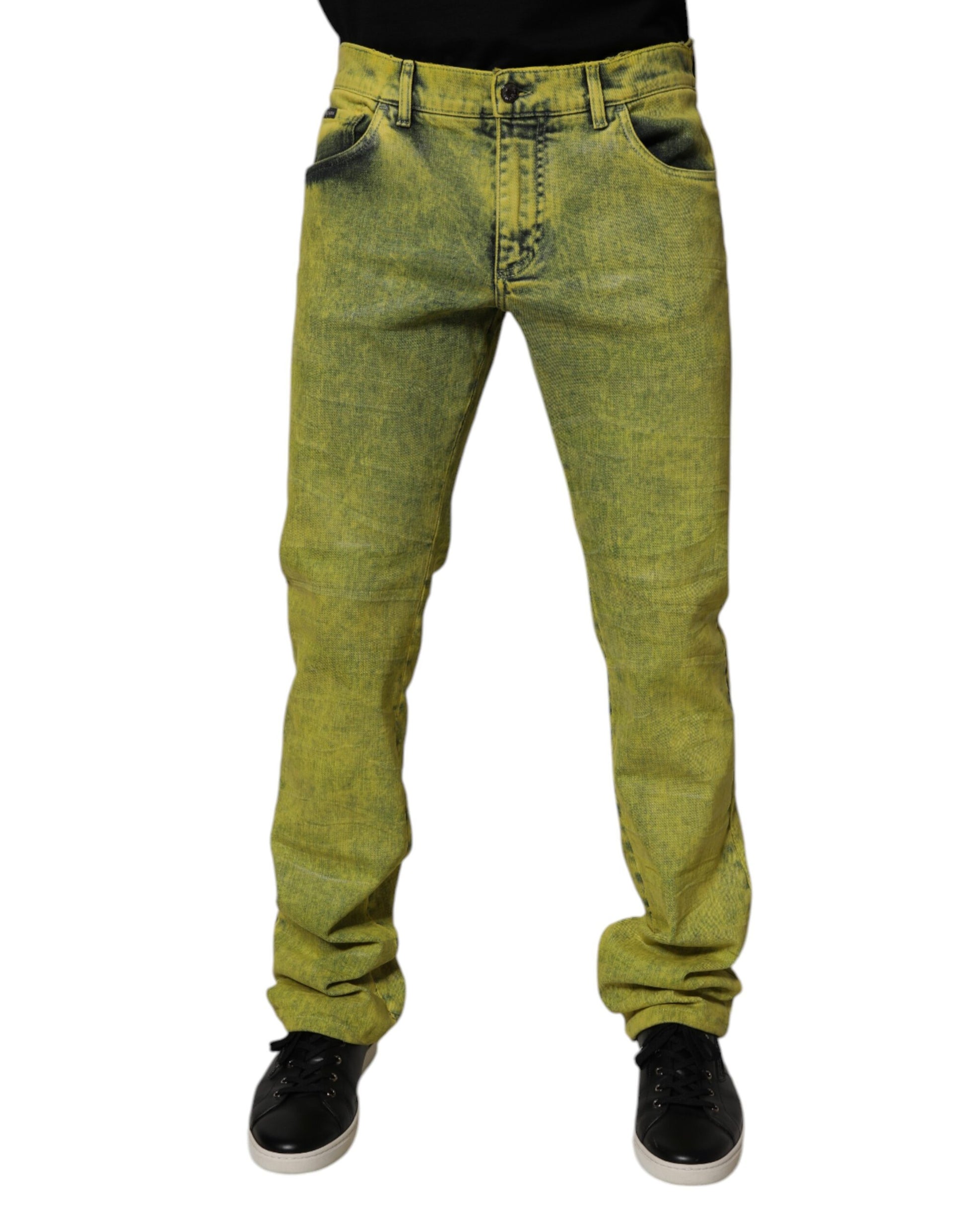 Dolce & Gabbana Yellow Cotton Stretch Skinny Men Denim Jeans Dolce & Gabbana