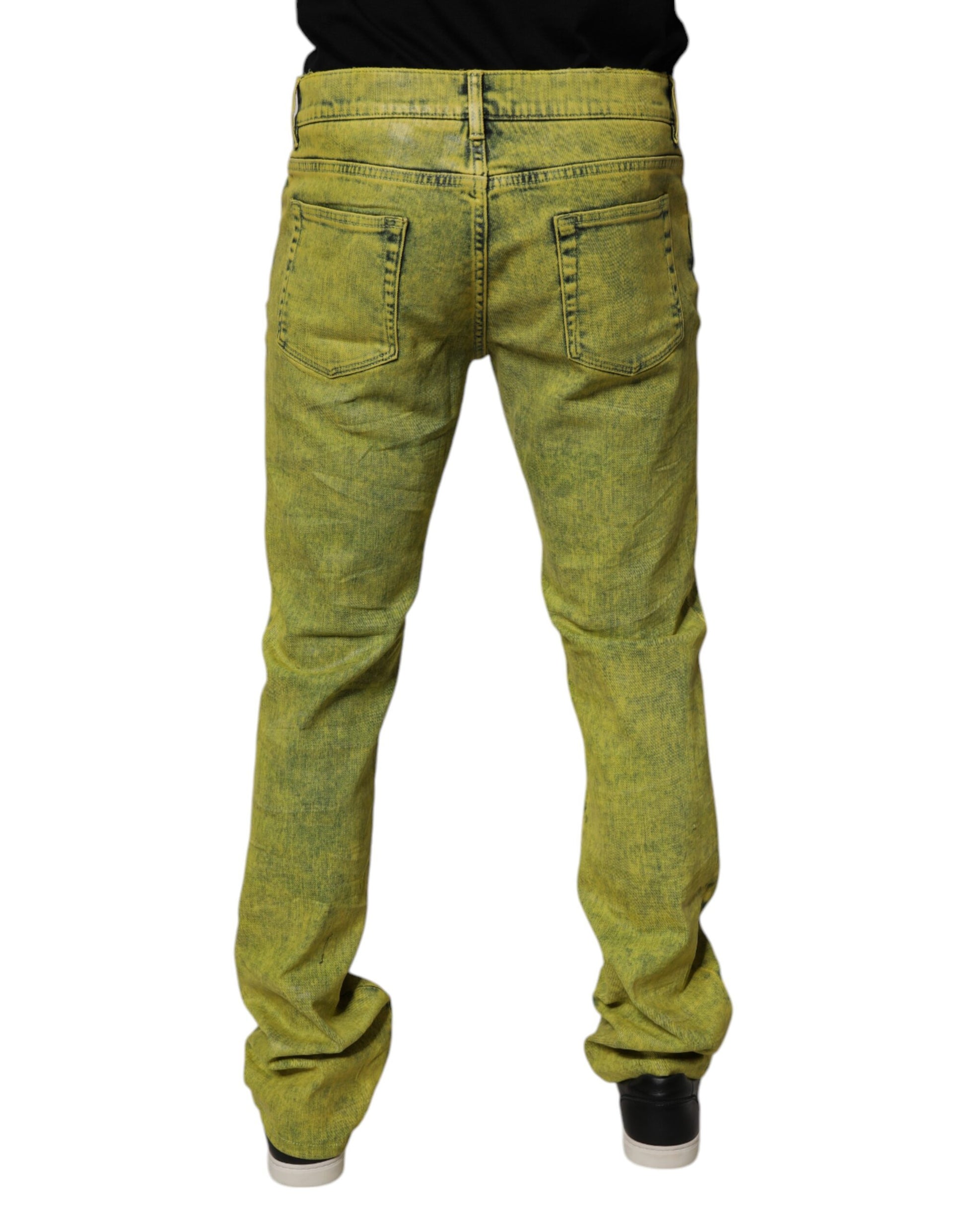 Dolce & Gabbana Yellow Cotton Stretch Skinny Men Denim Jeans Dolce & Gabbana