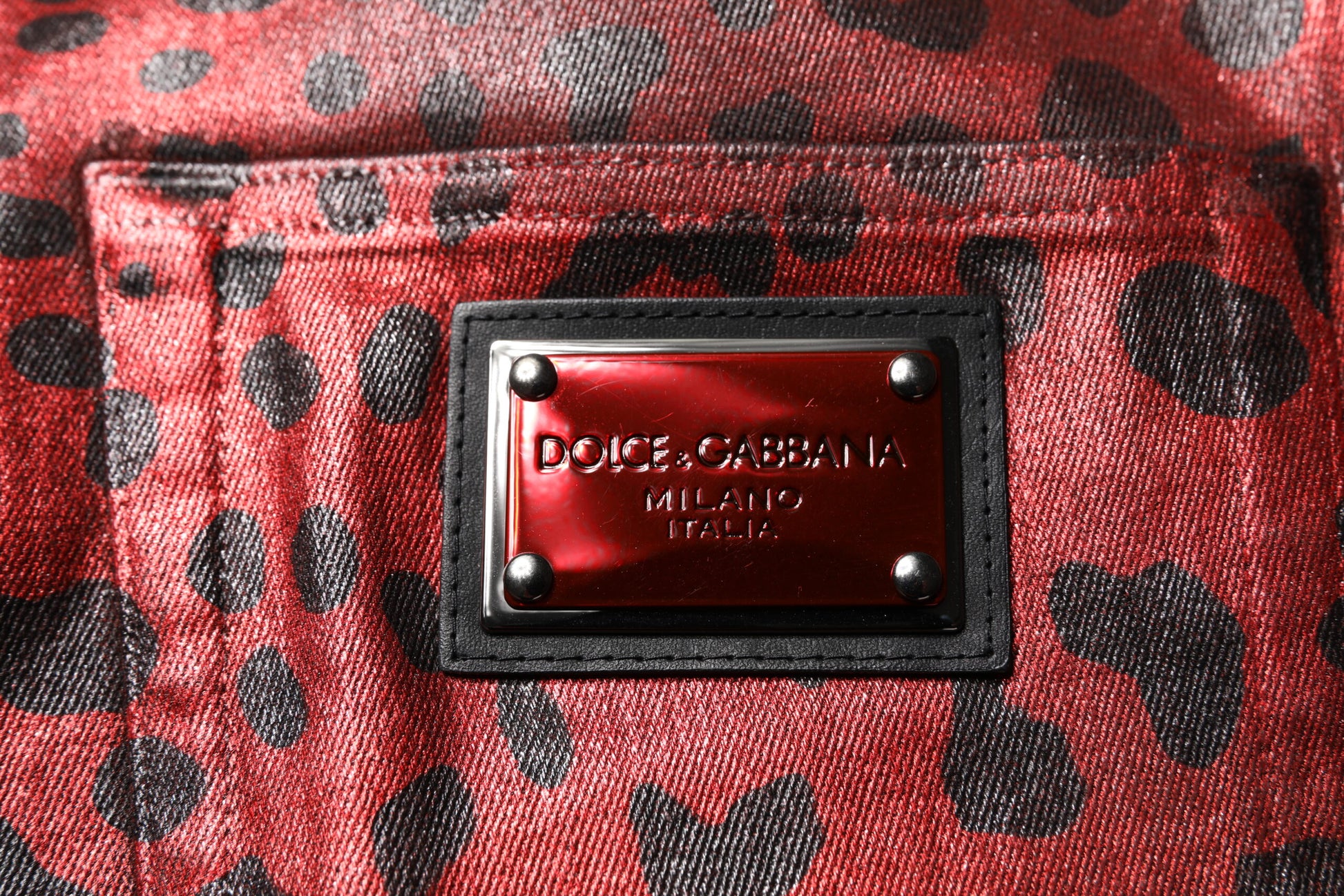 Dolce & Gabbana Red Leopard Cotton Straight Men Denim Jeans Dolce & Gabbana