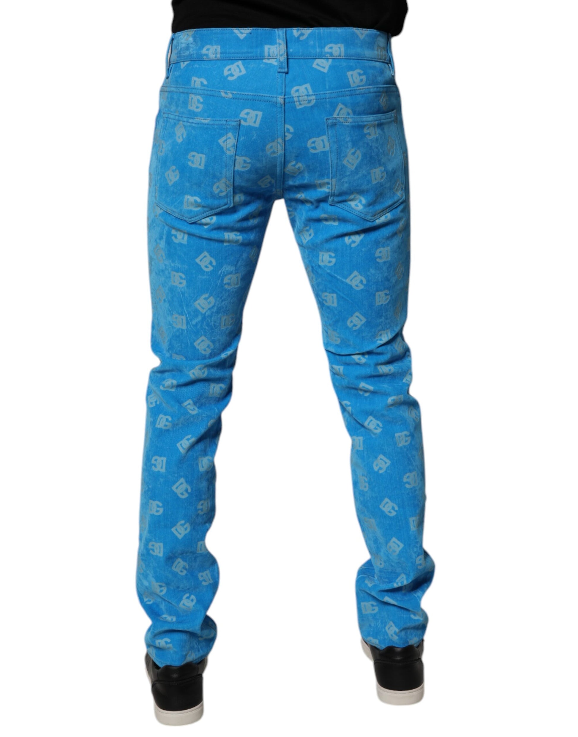 Dolce & Gabbana Blue Logo Monogram Cotton Skinny Denim Jeans Dolce & Gabbana