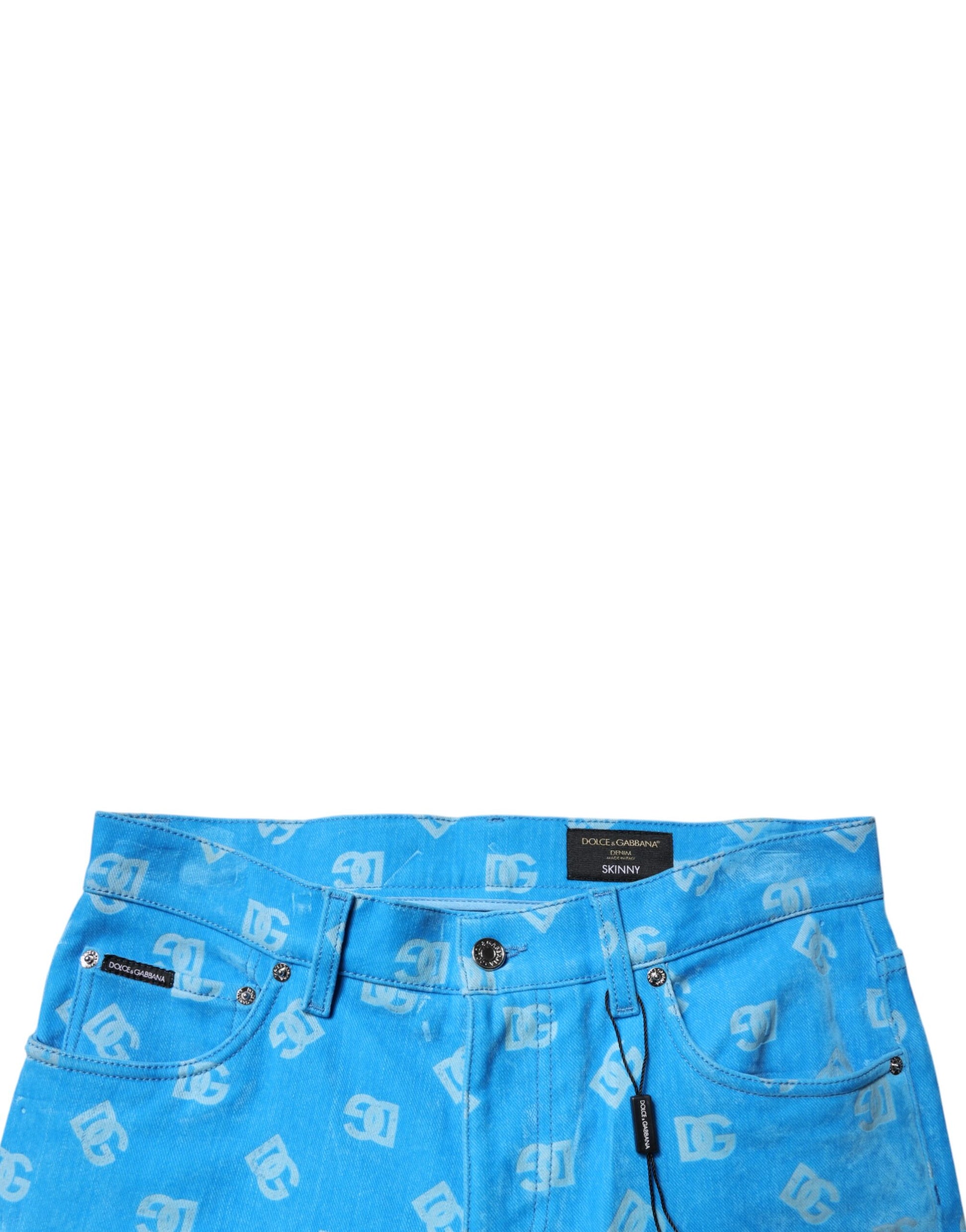 Dolce & Gabbana Blue Logo Monogram Cotton Skinny Denim Jeans Dolce & Gabbana