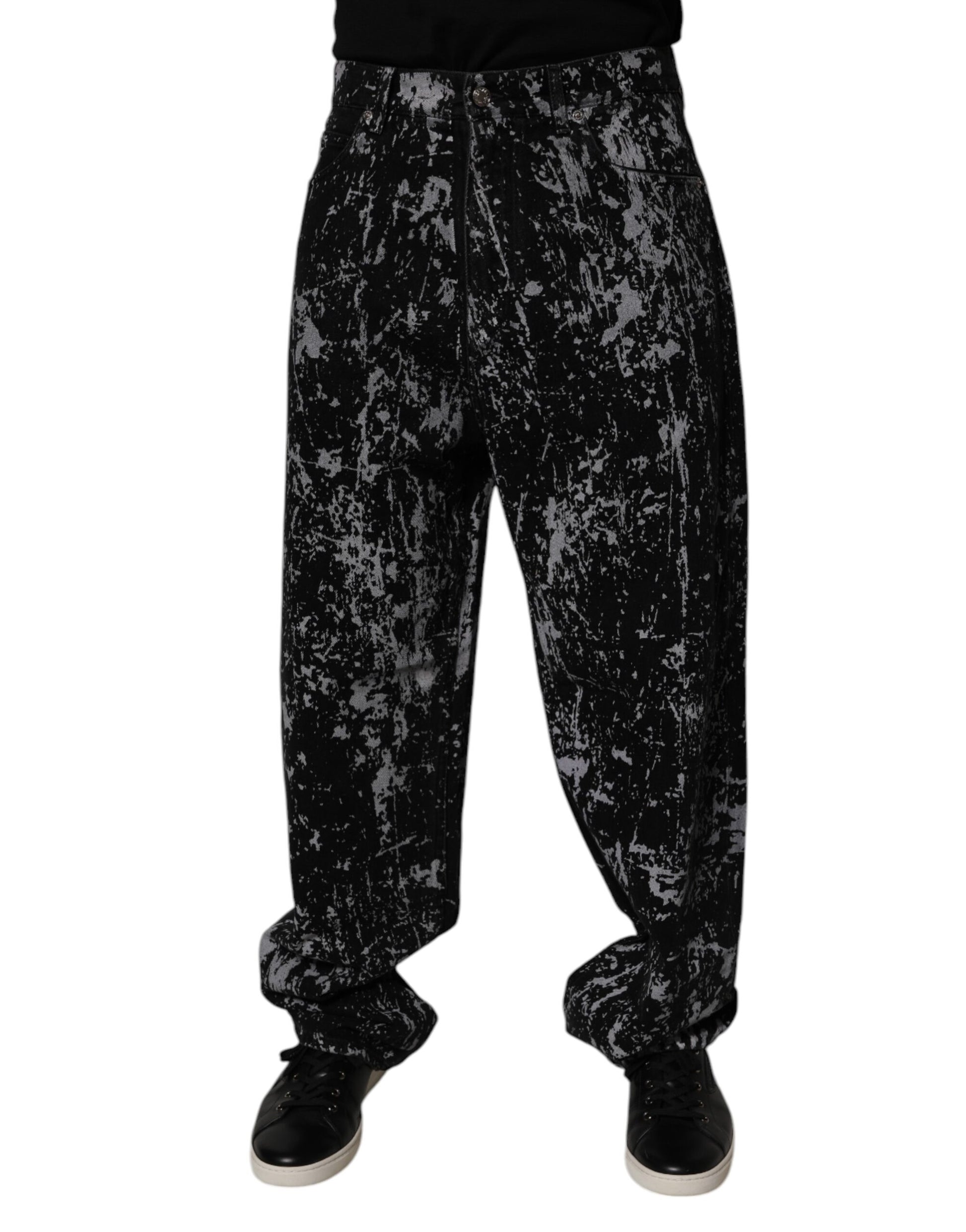 Dolce & Gabbana Black Tie Dye Cotton Straight Men Denim Jeans Dolce & Gabbana