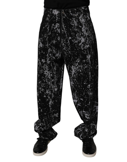 Dolce & Gabbana Black Tie Dye Cotton Straight Men Denim Jeans Dolce & Gabbana
