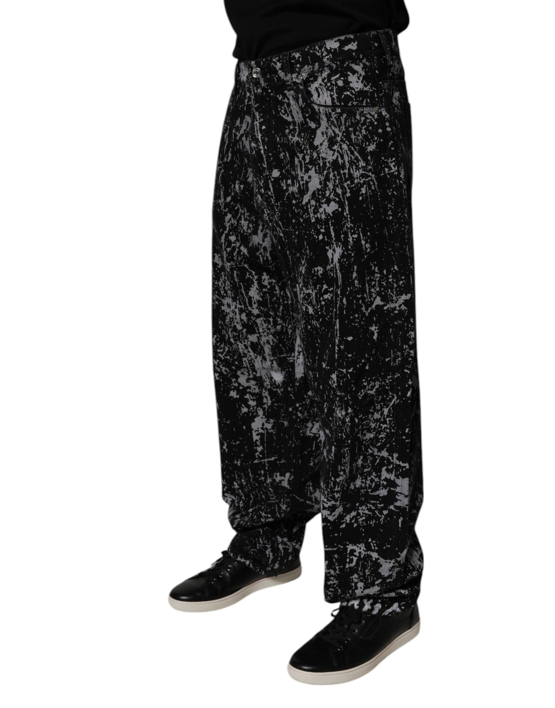 Dolce & Gabbana Black Tie Dye Cotton Straight Men Denim Jeans Dolce & Gabbana