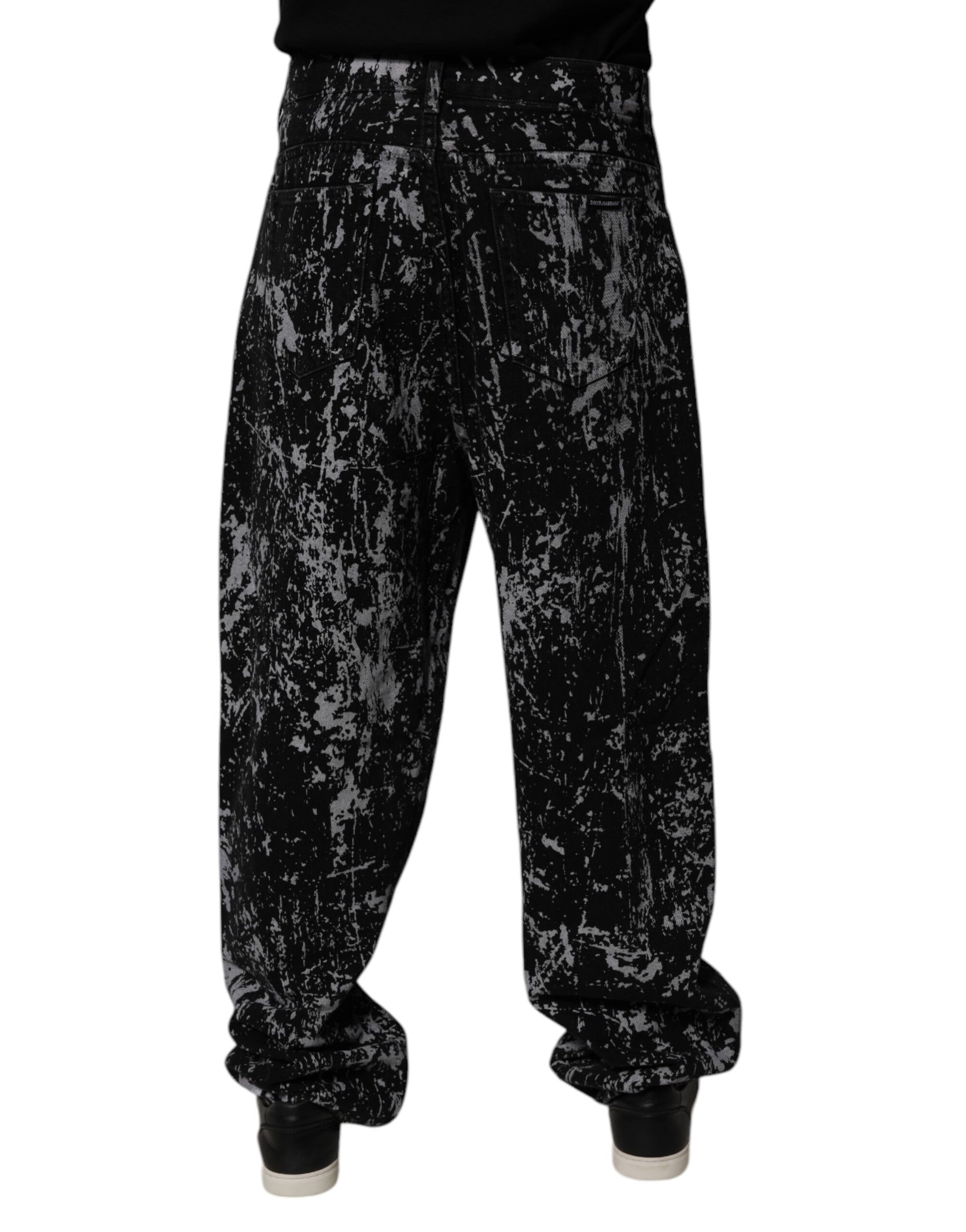 Dolce & Gabbana Black Tie Dye Cotton Straight Men Denim Jeans Dolce & Gabbana