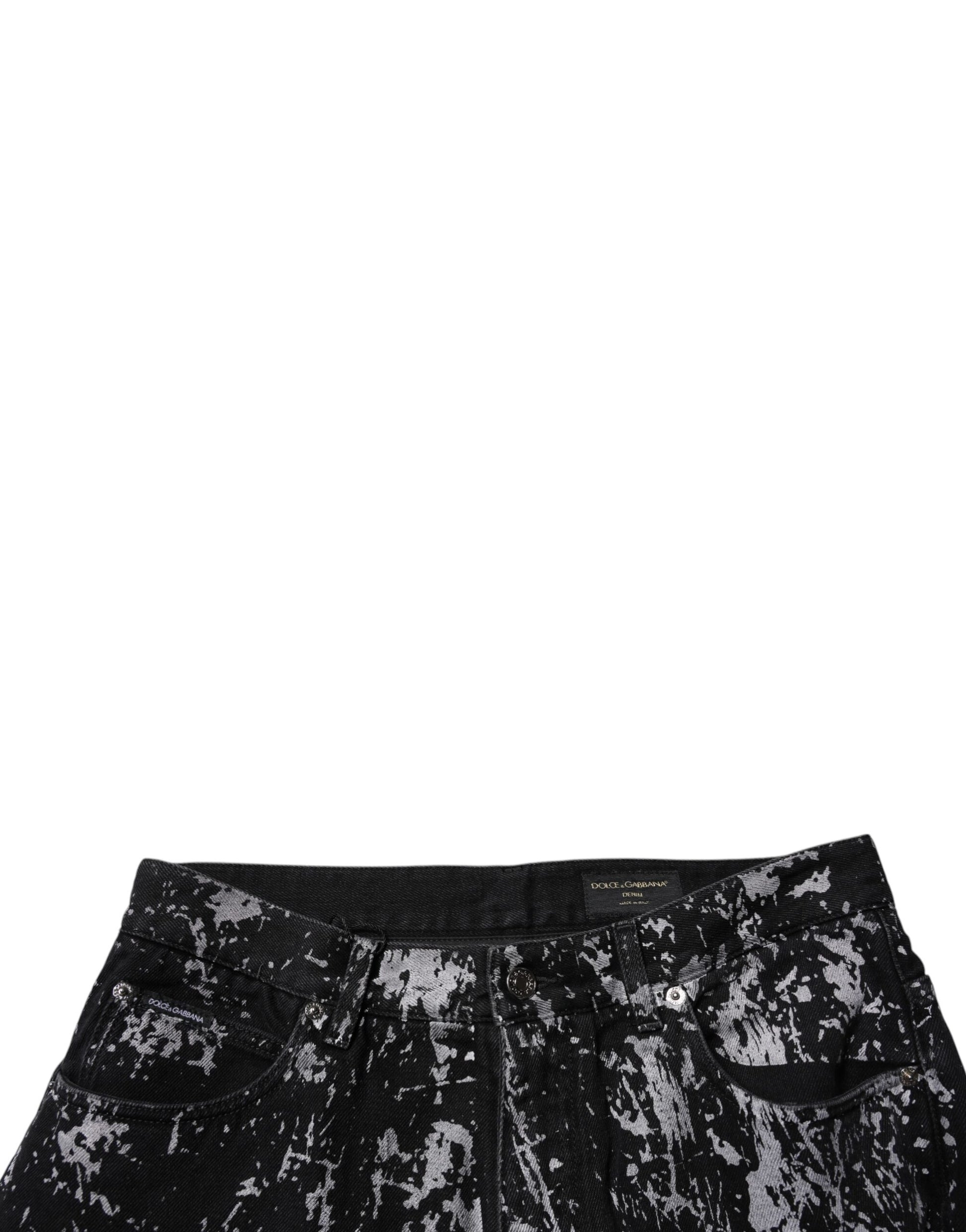 Dolce & Gabbana Black Tie Dye Cotton Straight Men Denim Jeans Dolce & Gabbana