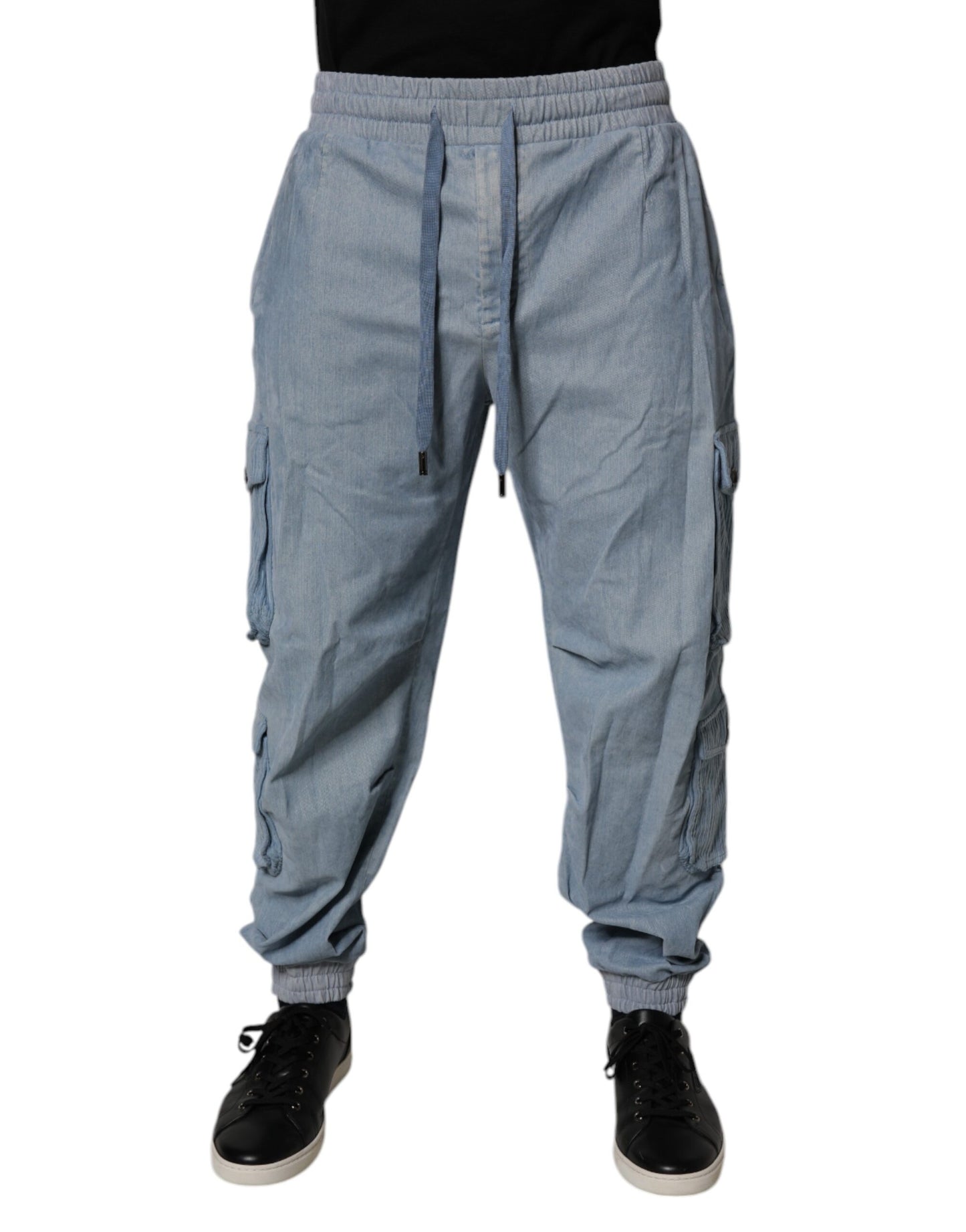 Dolce & Gabbana Light Blue Cotton Jogger Cargo Men Denim Pants Dolce & Gabbana