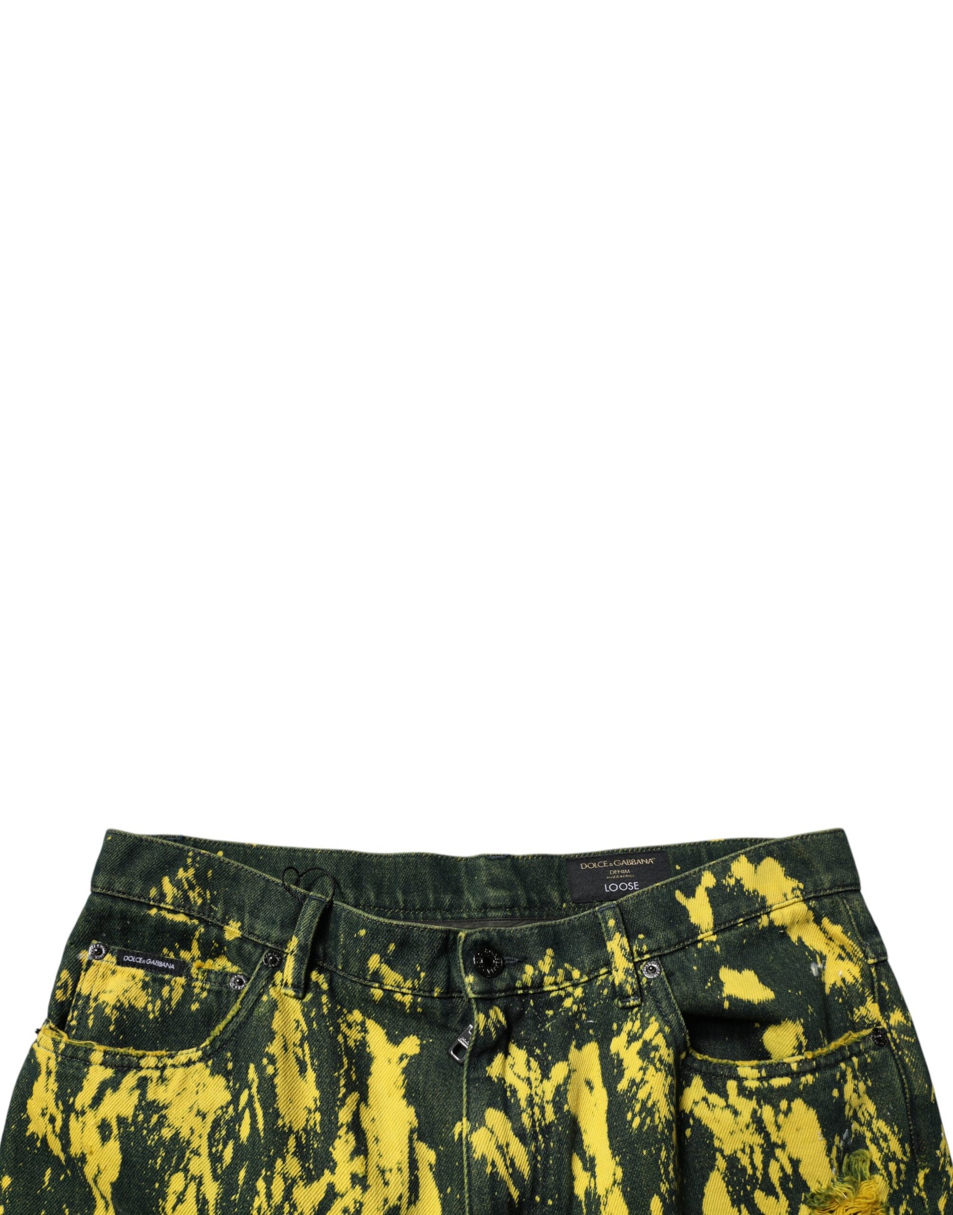Dolce & Gabbana Black Yellow Tie Dye Tattered Skinny Men Denim Jeans Dolce & Gabbana