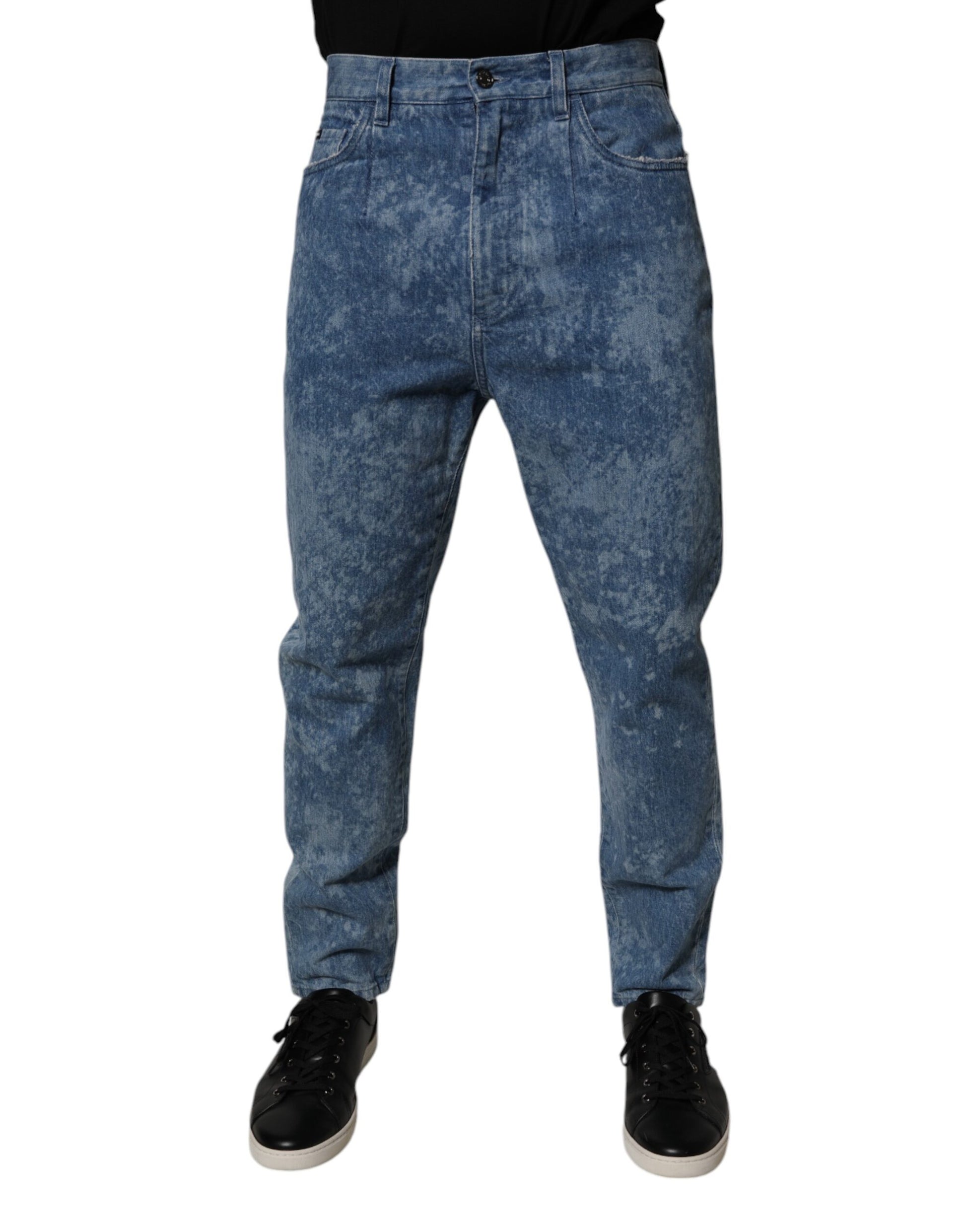 Dolce & Gabbana Blue Tie Dye Cotton Skinny Men Denim Jeans Dolce & Gabbana