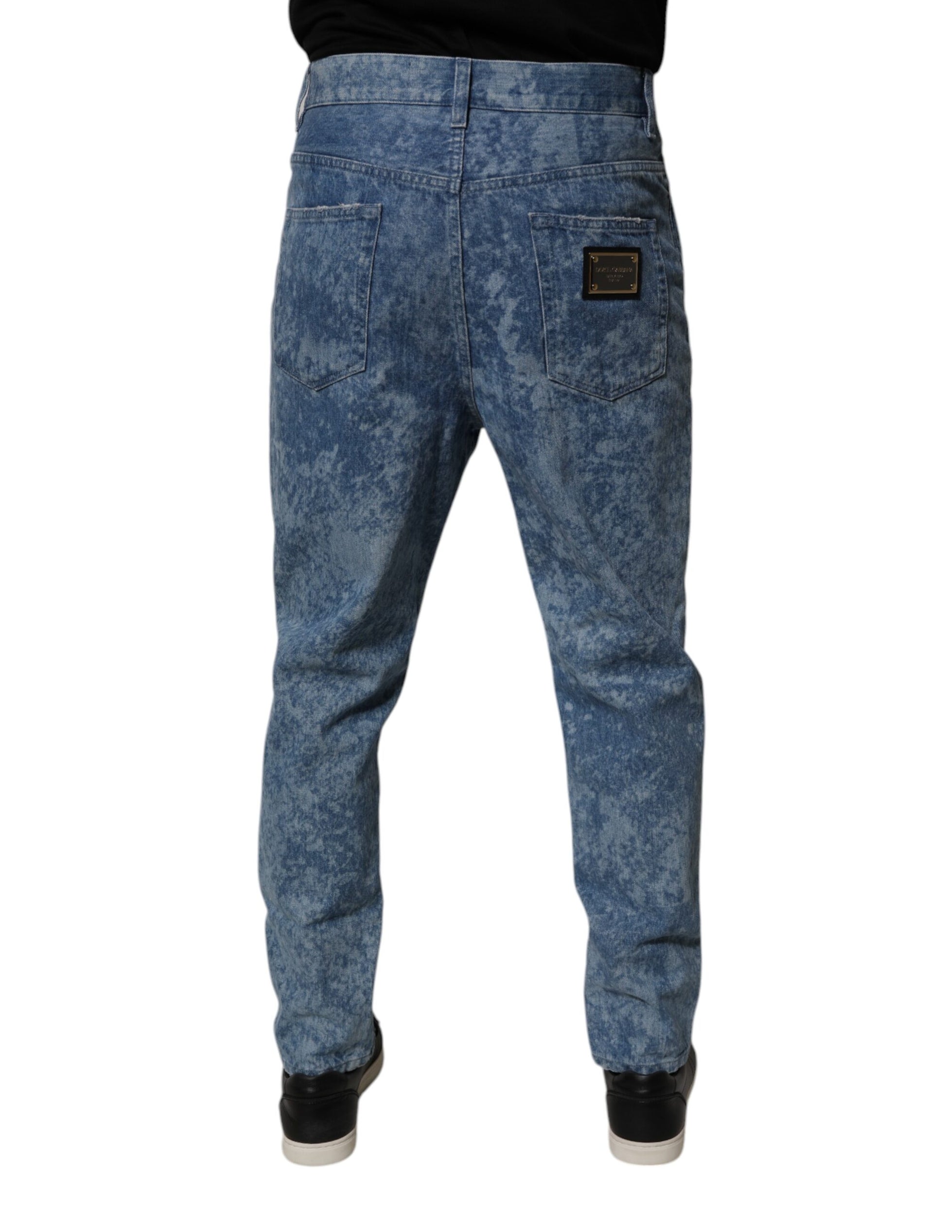 Dolce & Gabbana Blue Tie Dye Cotton Skinny Men Denim Jeans Dolce & Gabbana