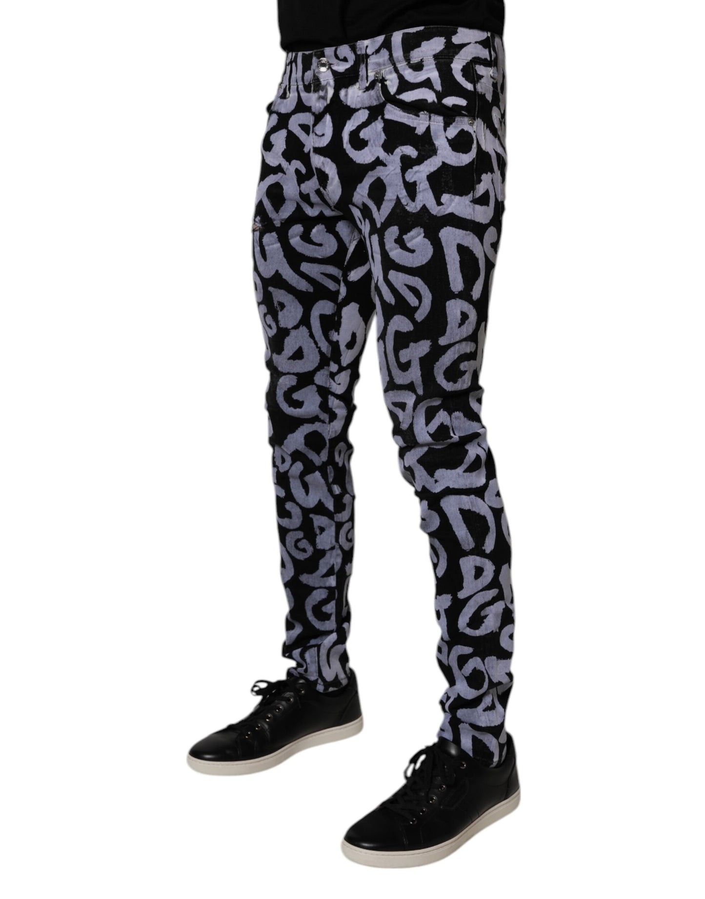 Dolce & Gabbana Black Logo Monogram Cotton Skinny Denim Jeans Dolce & Gabbana