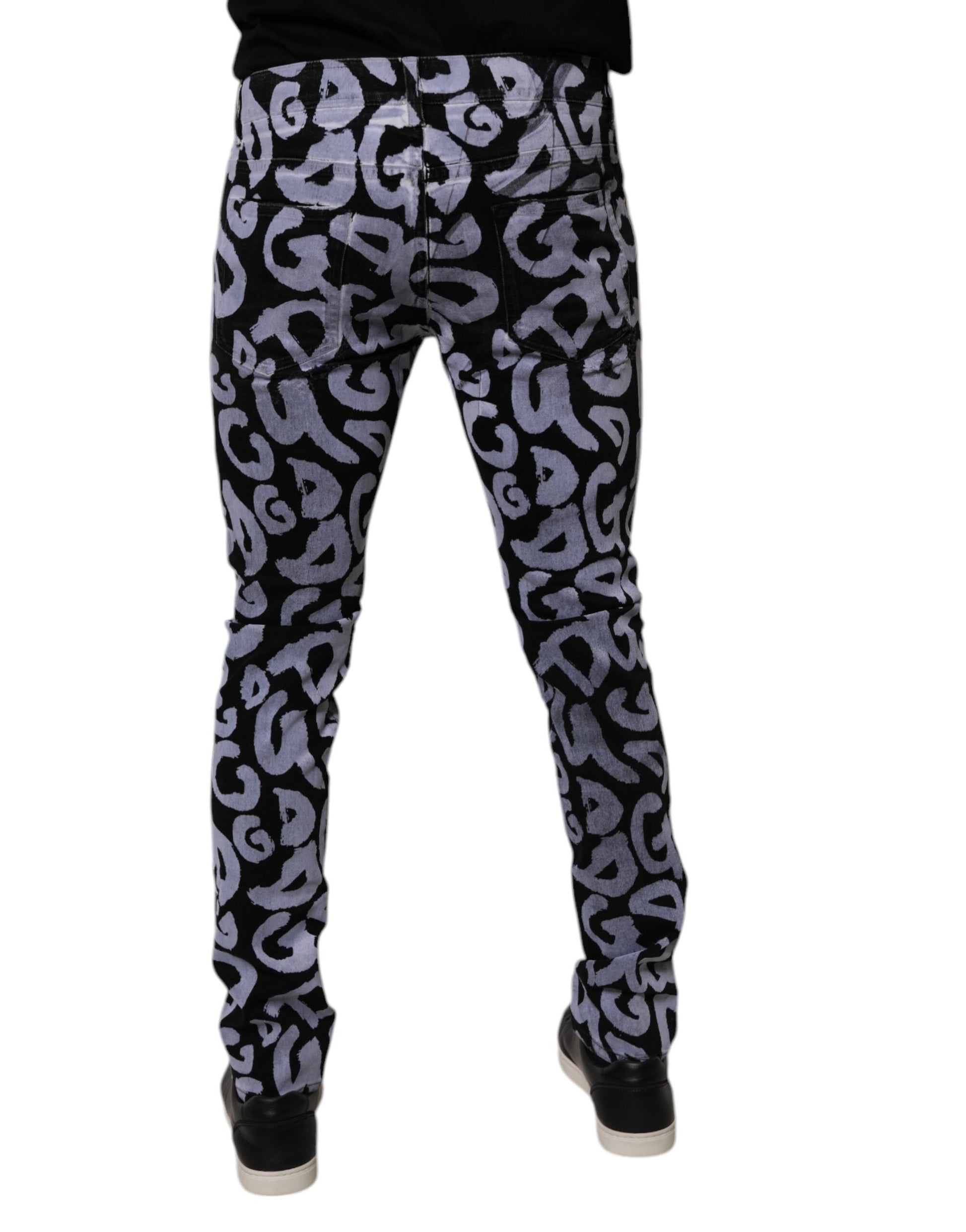 Dolce & Gabbana Black Logo Monogram Cotton Skinny Denim Jeans Dolce & Gabbana