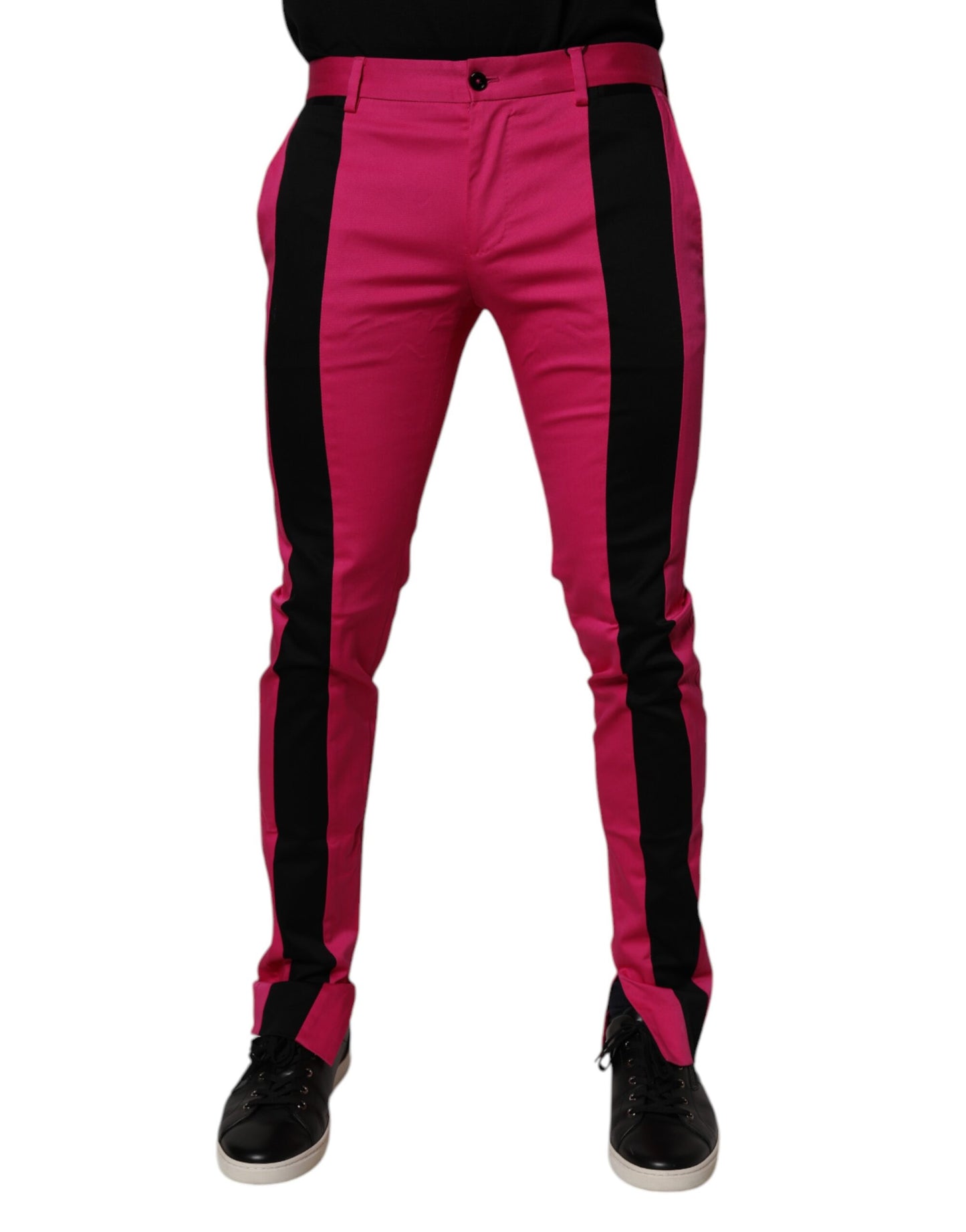 Dolce & Gabbana Pink Black Stripe Slim Fit Men Dress Pants Dolce & Gabbana