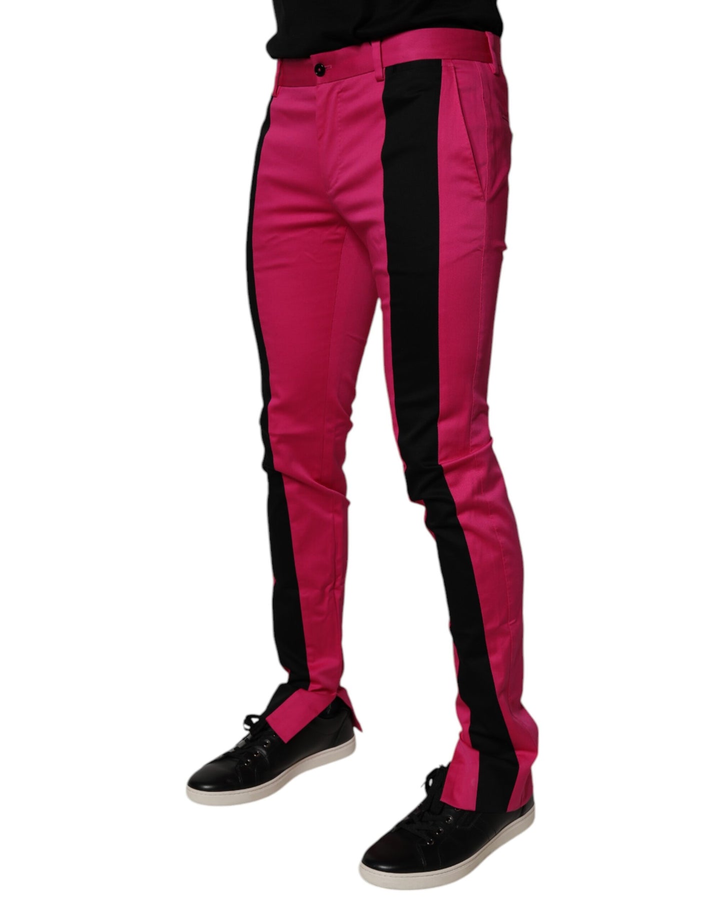Dolce & Gabbana Pink Black Stripe Slim Fit Men Dress Pants Dolce & Gabbana
