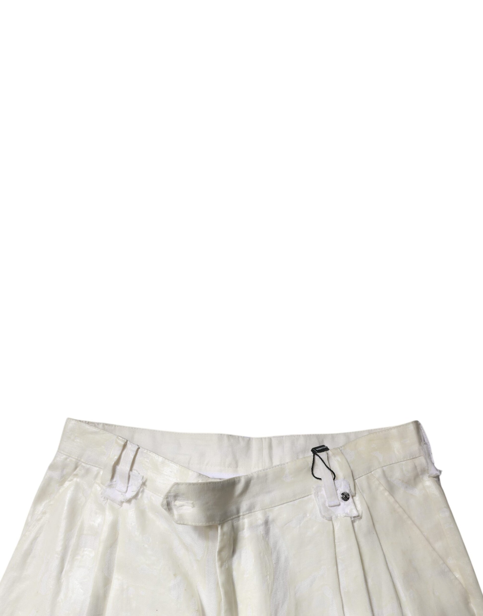 Dolce & Gabbana White Linen Mid Waist Straight Men Denim Jeans Dolce & Gabbana