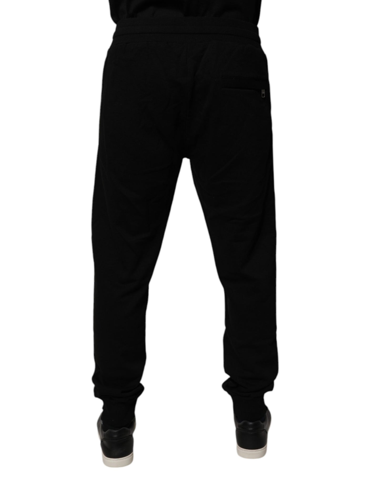 Dolce & Gabbana Black Cotton Mid Waist Jogger Sweatpants Pants Dolce & Gabbana