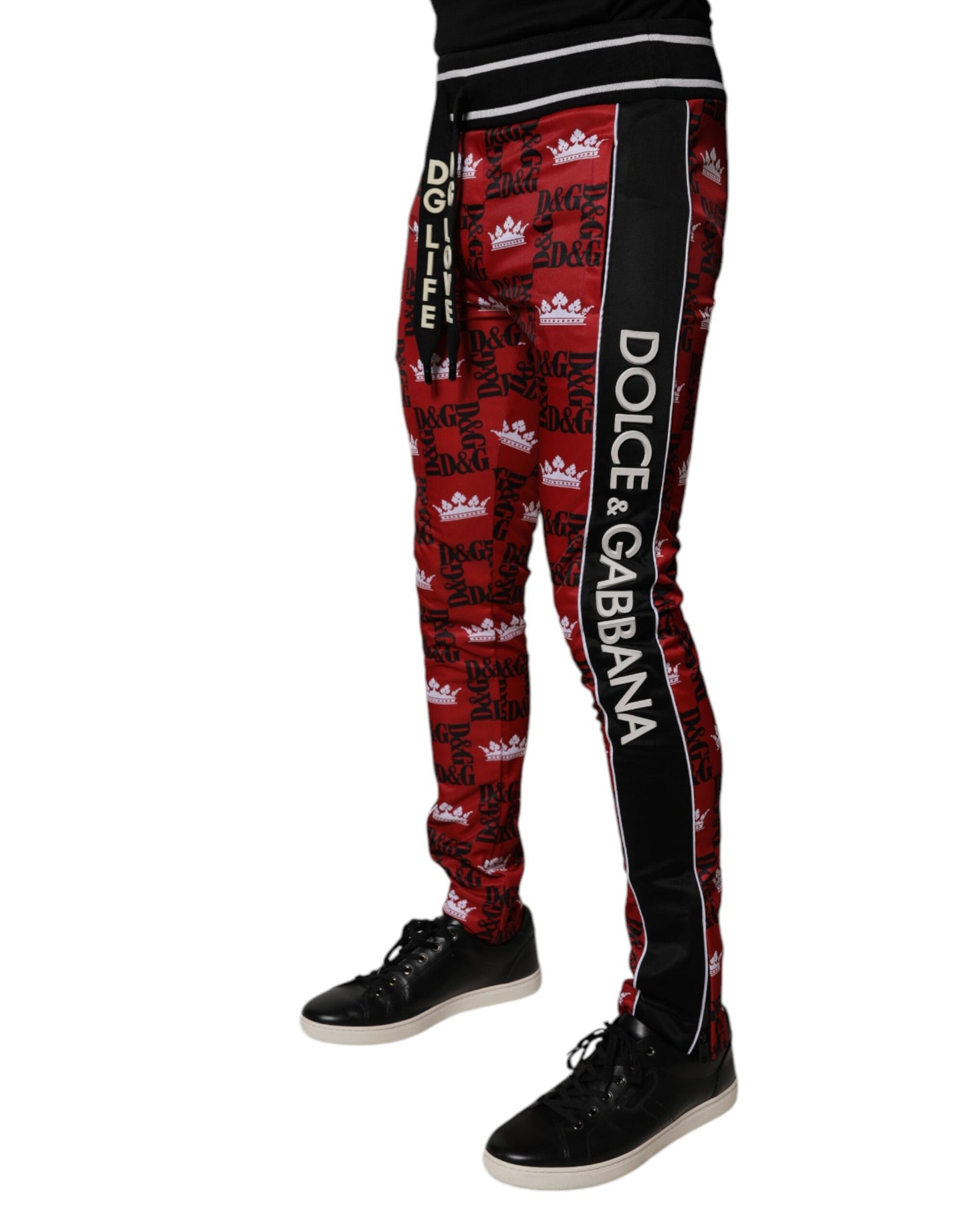 Dolce & Gabbana Red Crown Logo Monogram Men Sweatpants Pants Dolce & Gabbana