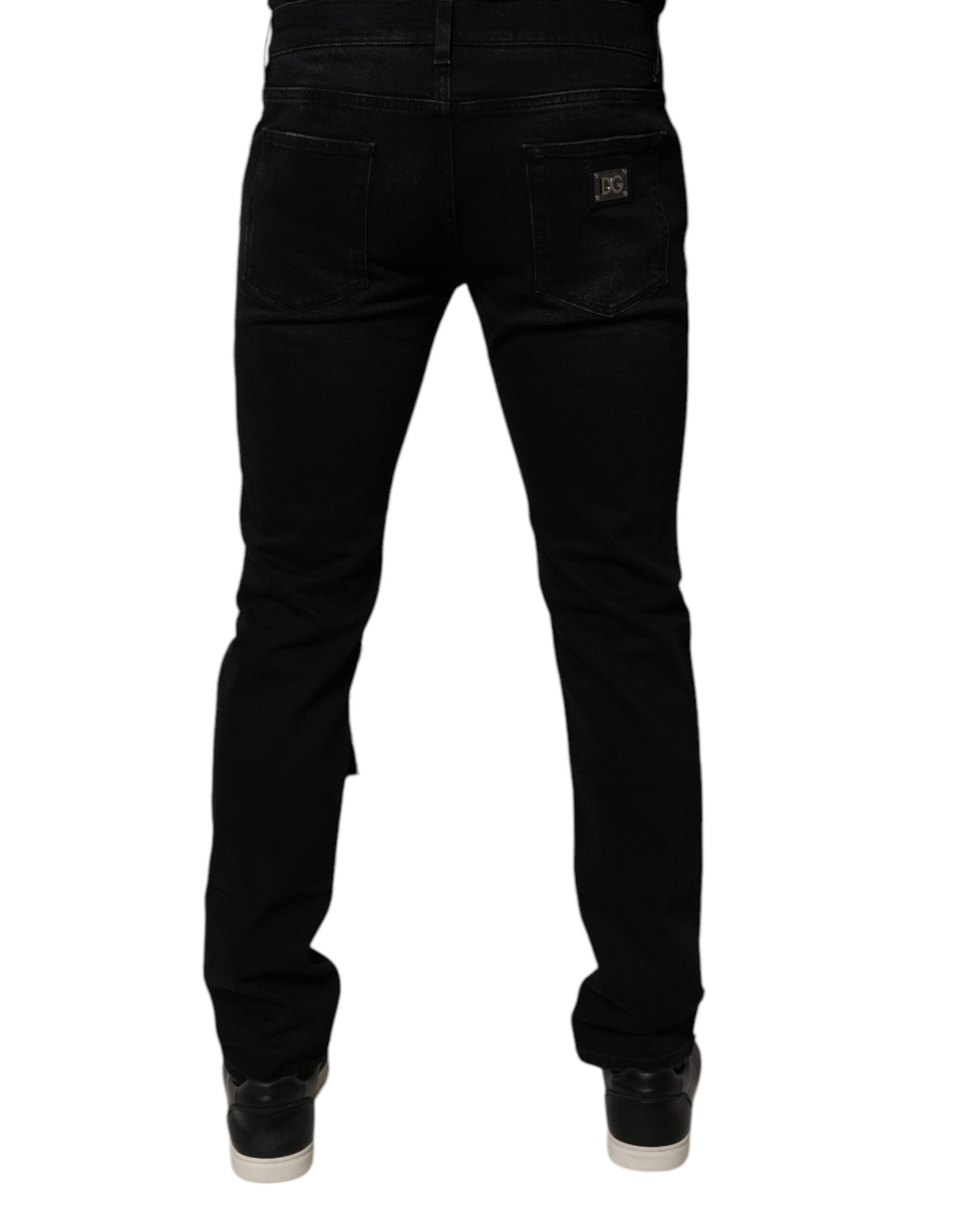 Dolce & Gabbana Black Ripped Cotton Skinny Men Denim Jeans Dolce & Gabbana