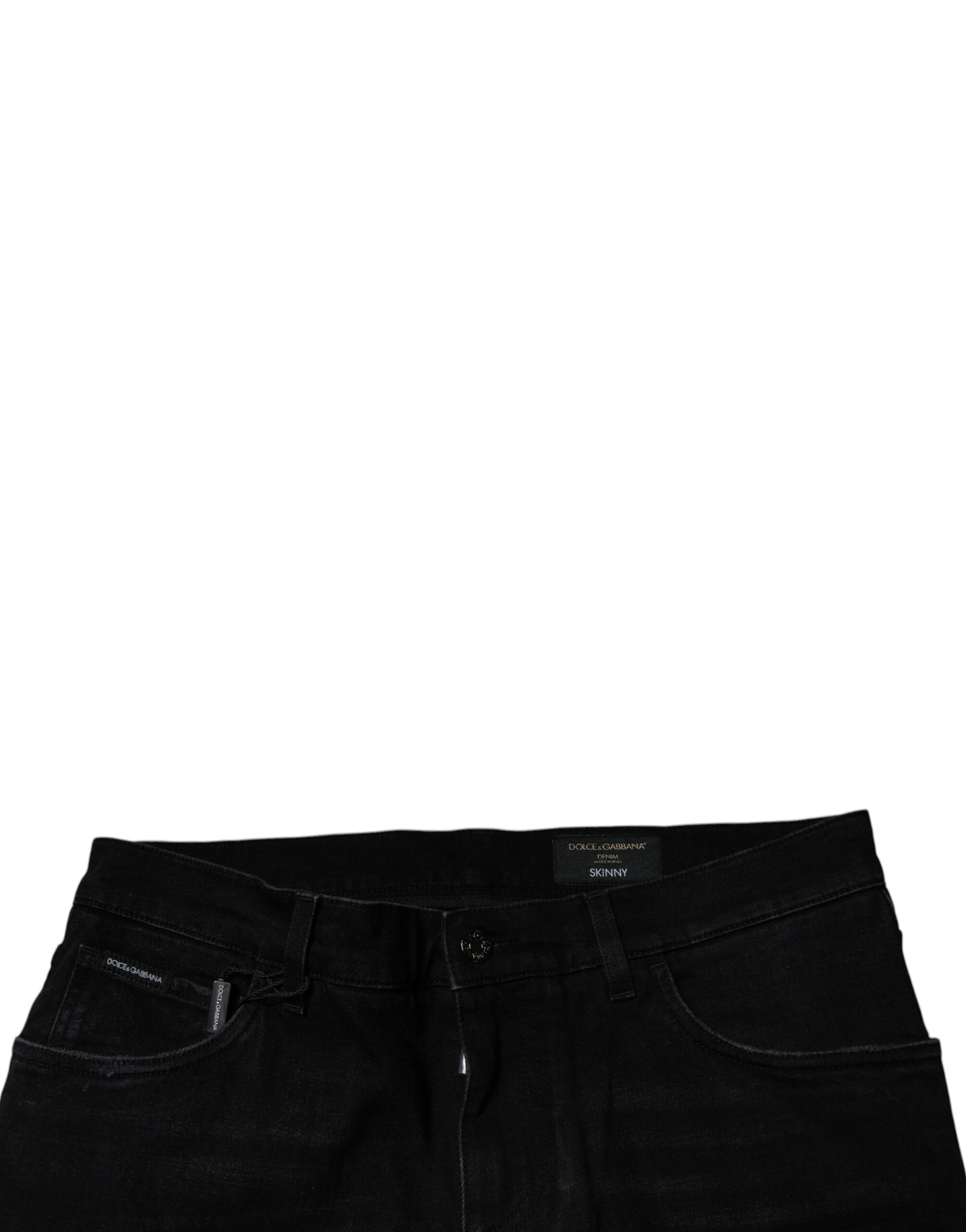 Dolce & Gabbana Black Ripped Cotton Skinny Men Denim Jeans Dolce & Gabbana