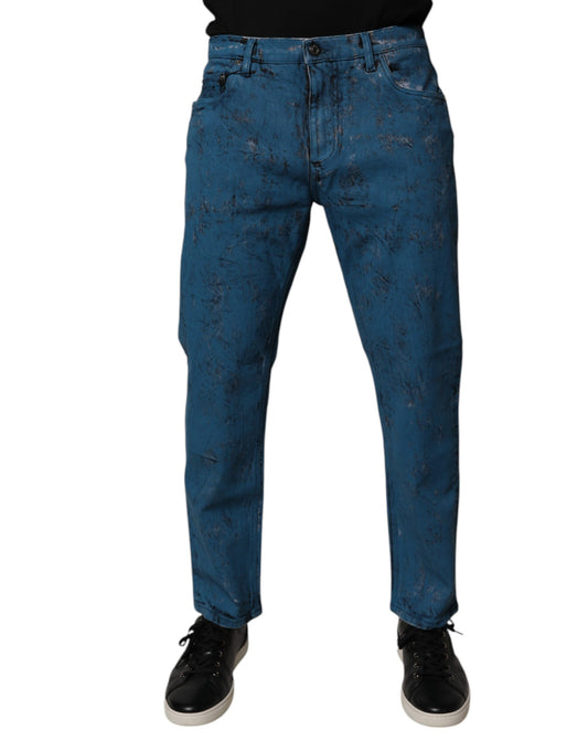 Dolce & Gabbana Blue Tie Dye Cotton Skinny Men Denim Jeans Dolce & Gabbana