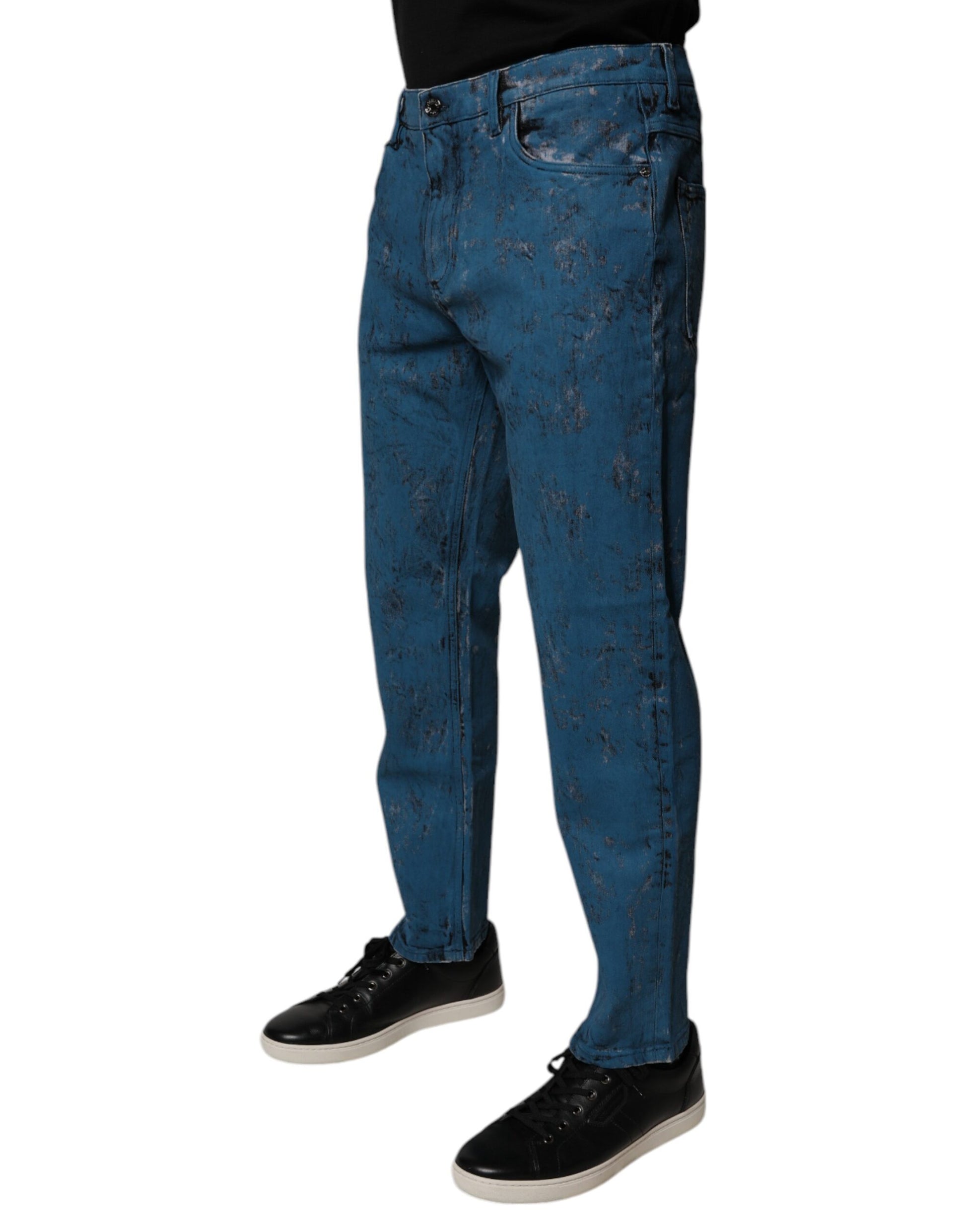 Dolce & Gabbana Blue Tie Dye Cotton Skinny Men Denim Jeans Dolce & Gabbana