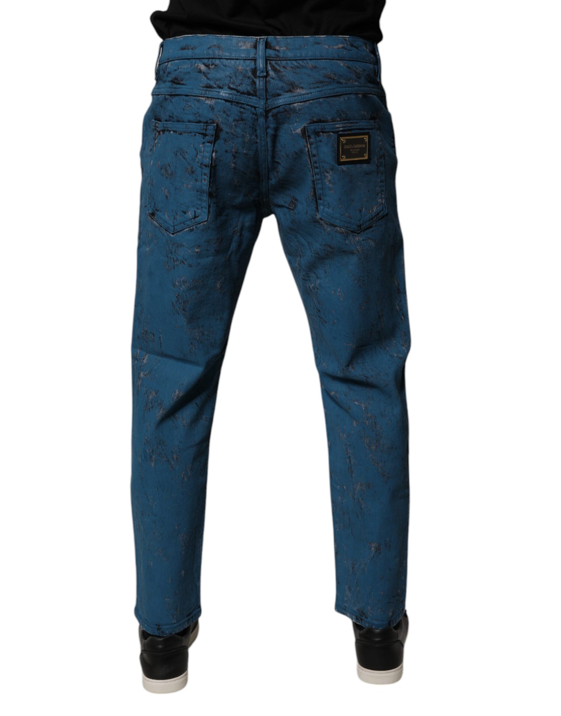 Dolce & Gabbana Blue Tie Dye Cotton Skinny Men Denim Jeans Dolce & Gabbana
