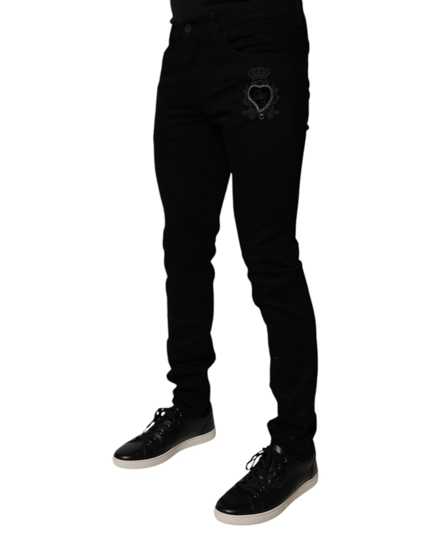Dolce & Gabbana Black Sacred Heart Cotton Skinny Denim Jeans Dolce & Gabbana