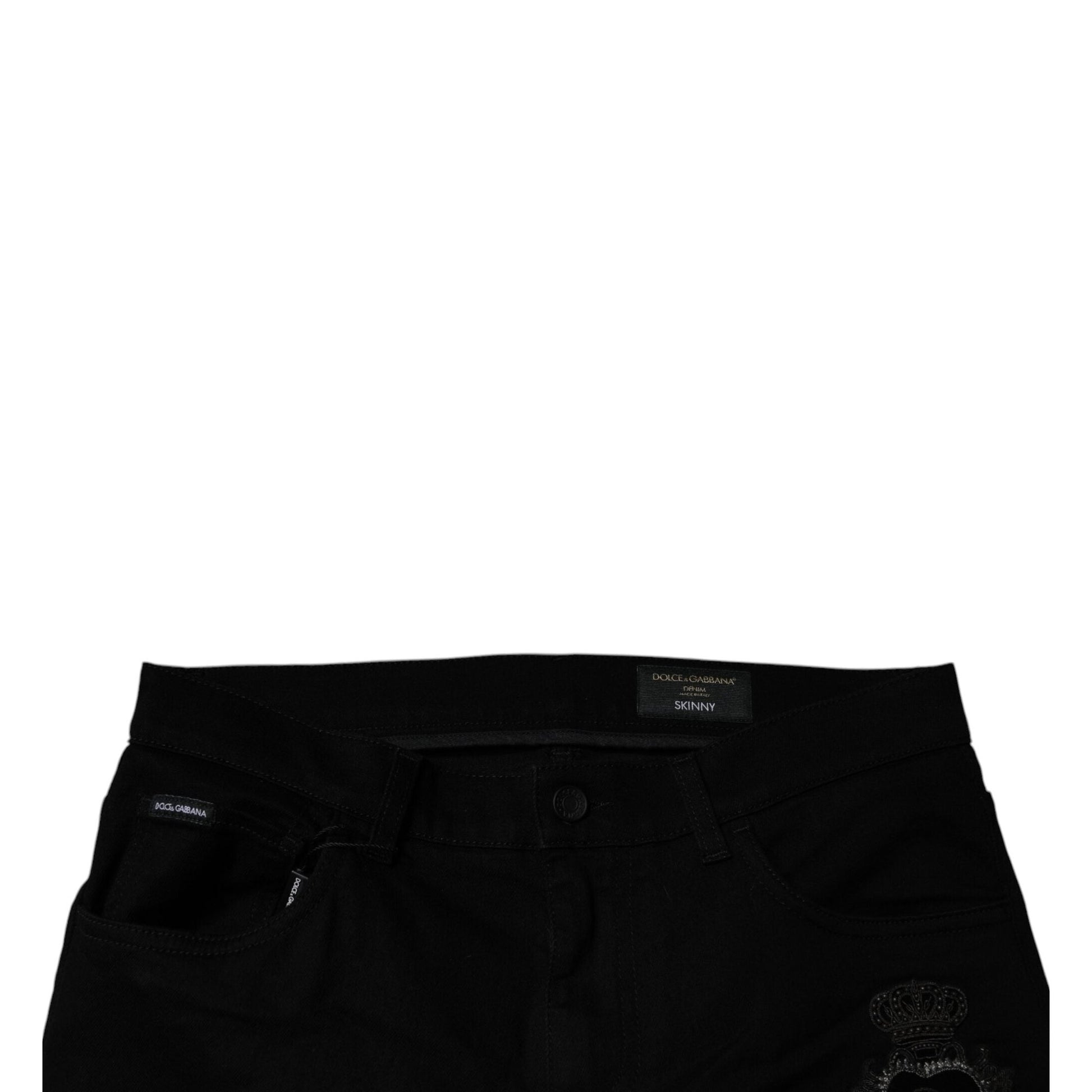Dolce & Gabbana Black Sacred Heart Cotton Skinny Denim Jeans