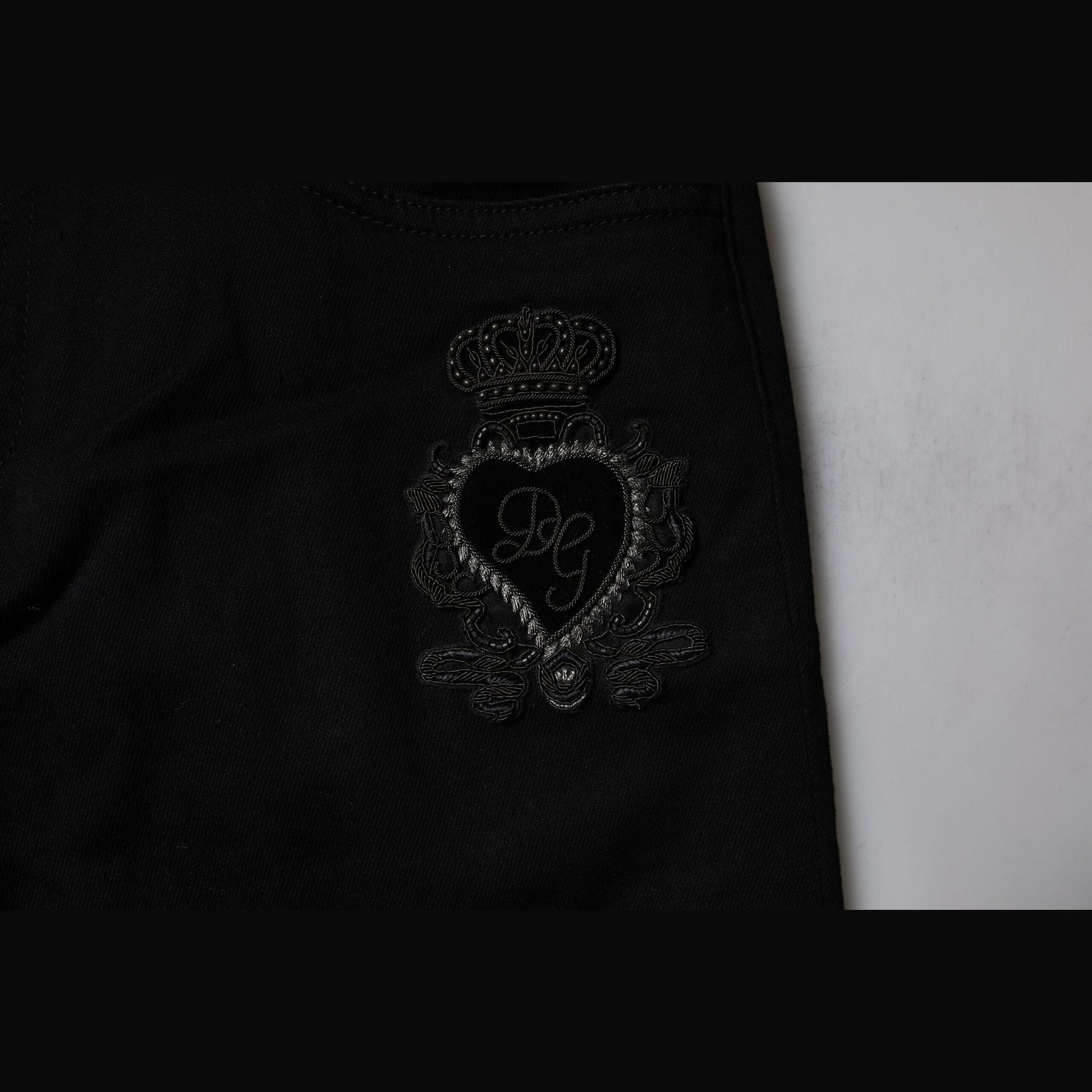 Dolce & Gabbana Black Sacred Heart Cotton Skinny Denim Jeans