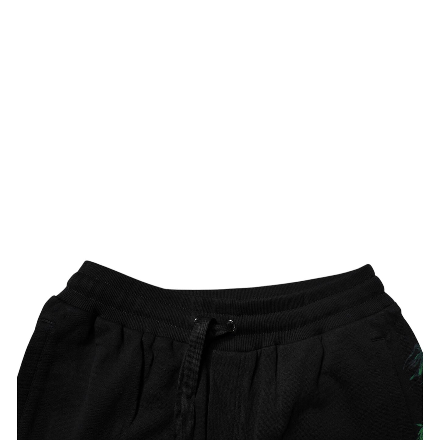 Dolce & Gabbana Black Cotton Logo Floral Print Bermuda Shorts