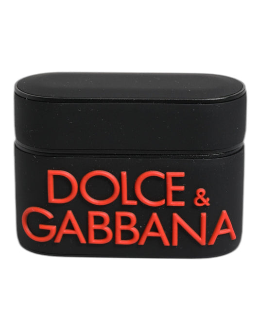 Dolce & Gabbana Black Orange Silicone Embossed Logo Airpods Case Dolce & Gabbana