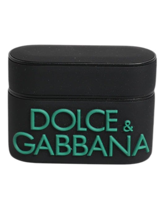 Dolce & Gabbana Black Orange Silicone Embossed Logo Airpods Case Dolce & Gabbana