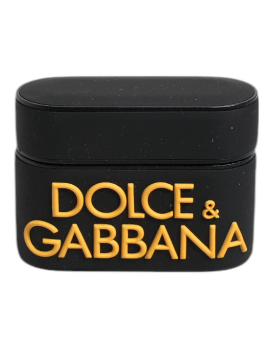 Dolce & Gabbana Black Yellow Silicone Embossed Logo Airpods Case Dolce & Gabbana