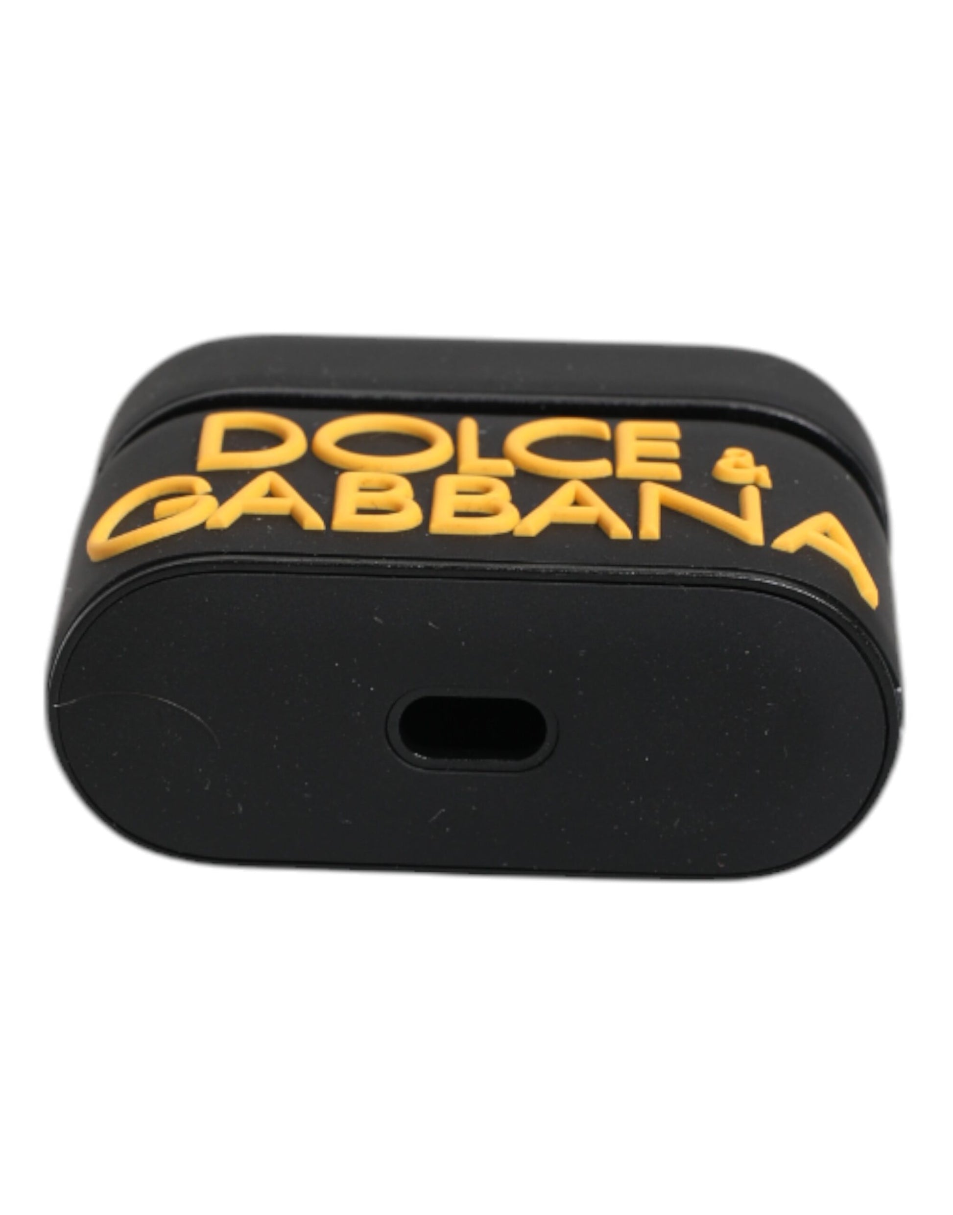 Dolce & Gabbana Black Yellow Silicone Embossed Logo Airpods Case Dolce & Gabbana