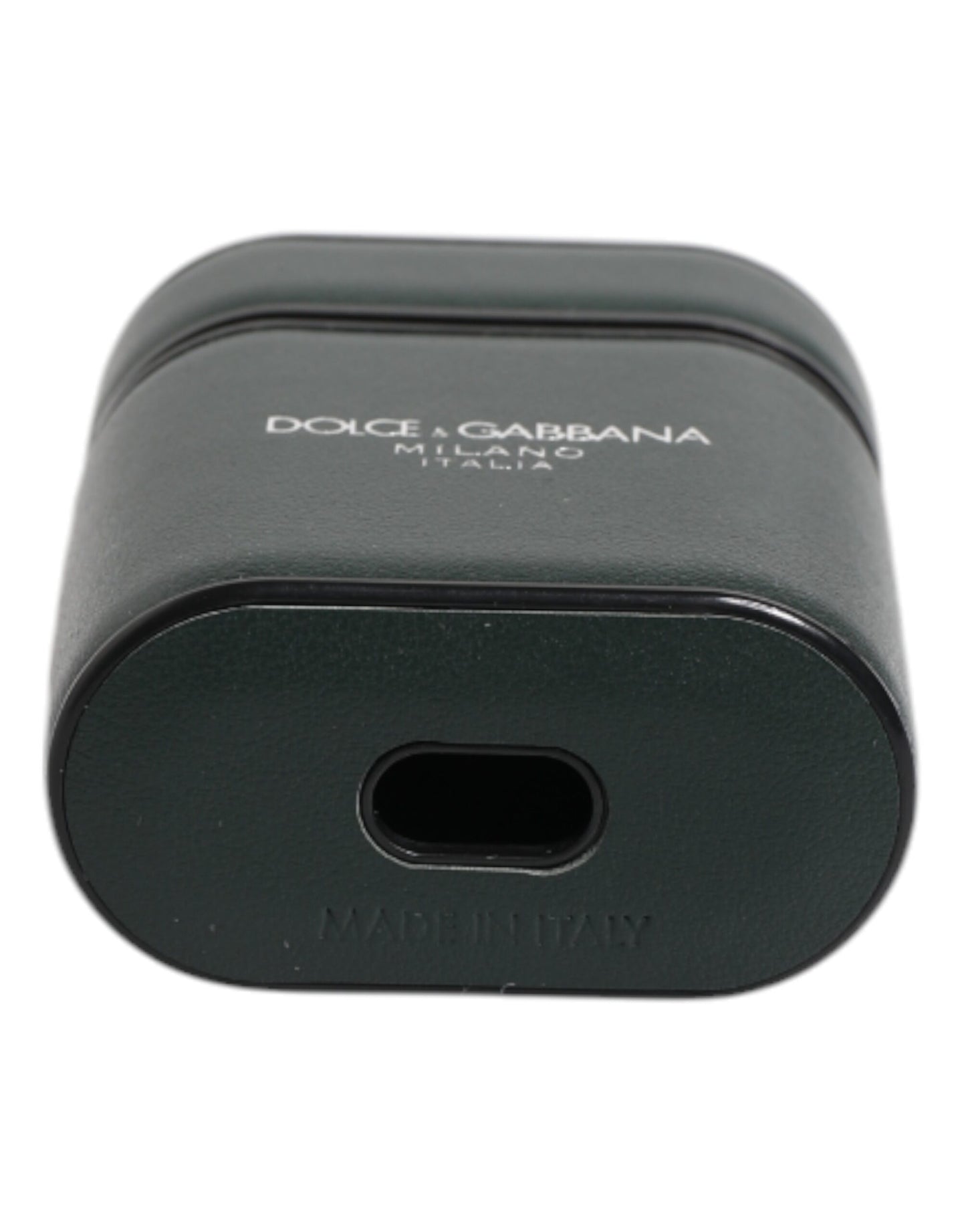 Dolce & Gabbana Black Calfskin Leather Logo Print Flip Holder Airpods Case Dolce & Gabbana