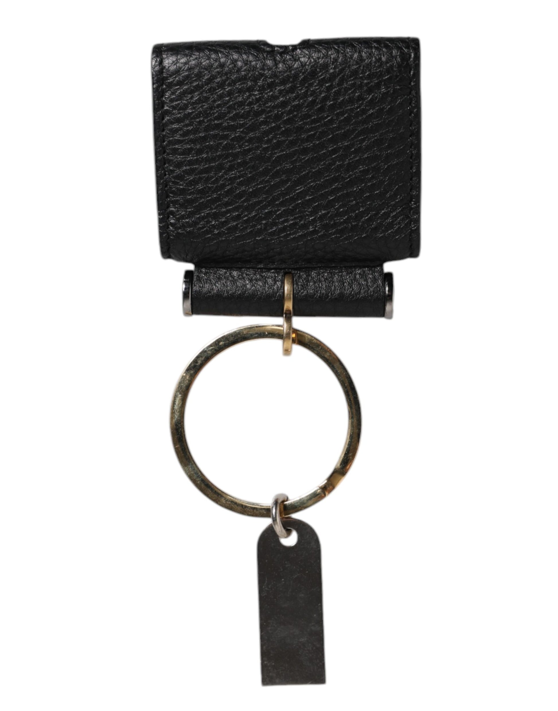 Dolce & Gabbana Black Leather Strap Gold Metal Logo Plaque Airpods Case Dolce & Gabbana