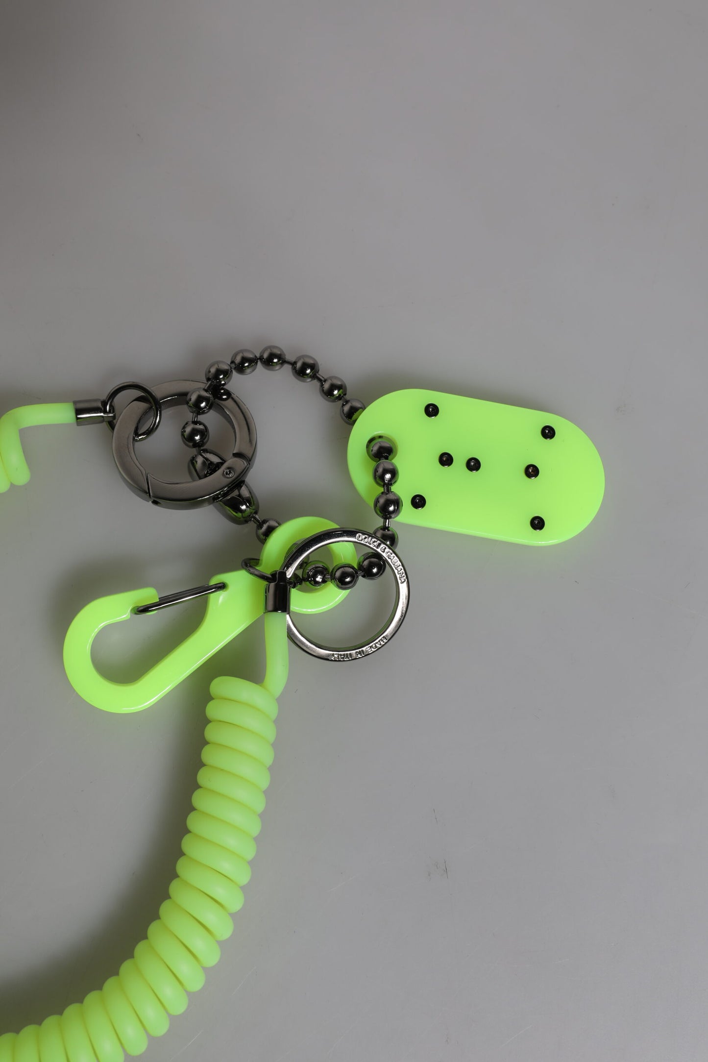 Dolce & Gabbana Green Springy Key Holder DG Logo Men's Keychain Keyring Dolce & Gabbana